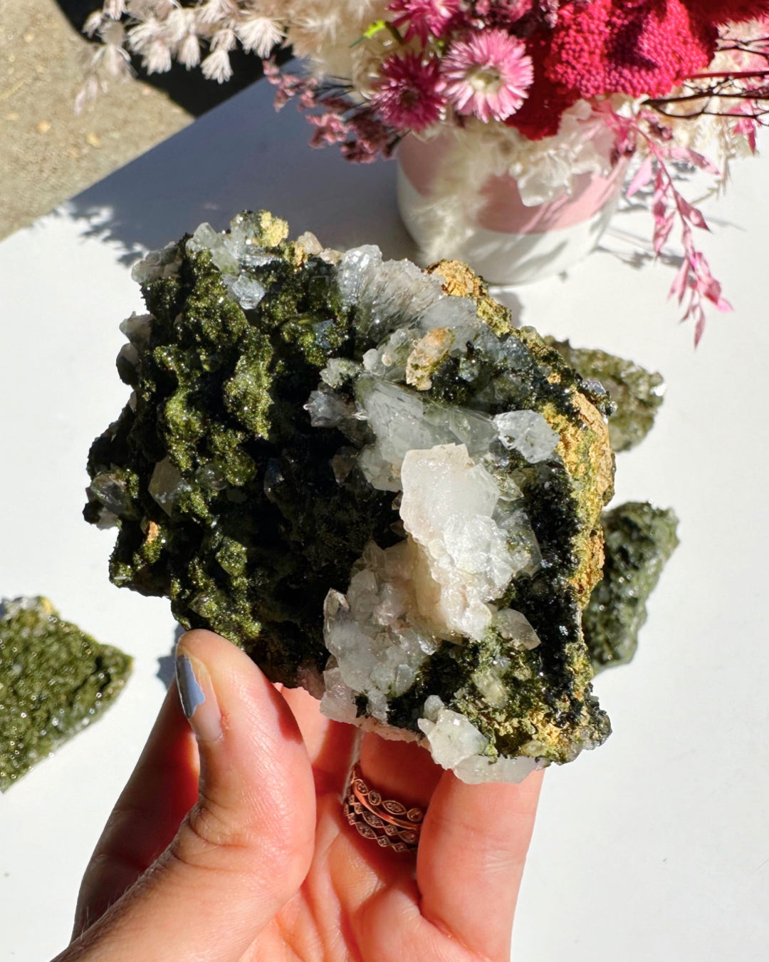 Epidote Quartz Cluster - Baltic Mermaid