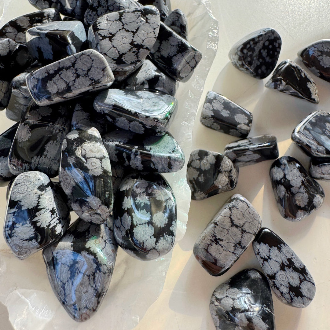 Snowflake Obsidian Tumbled Stones - Baltic Mermaid
