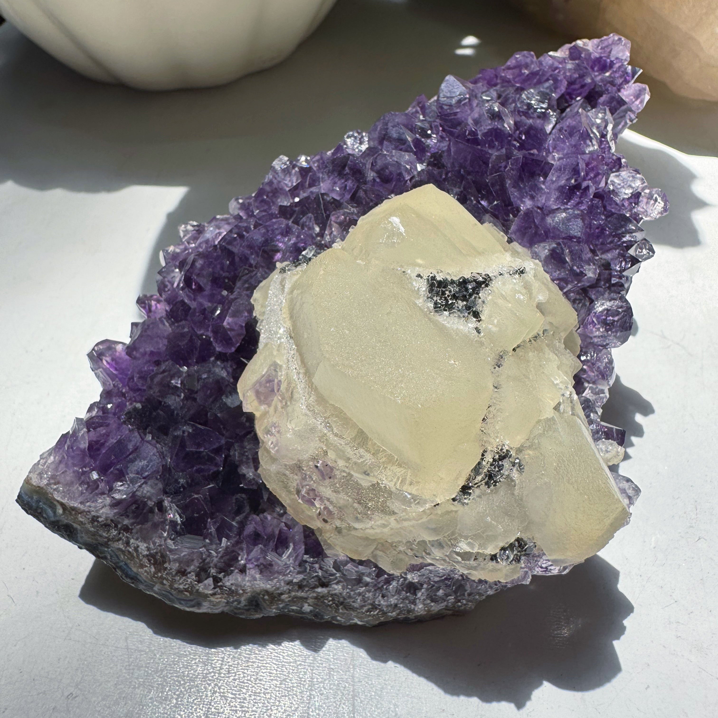 Amethyst Cluster w/ Druzy Calcite from Uruguay Baltic Mermaid