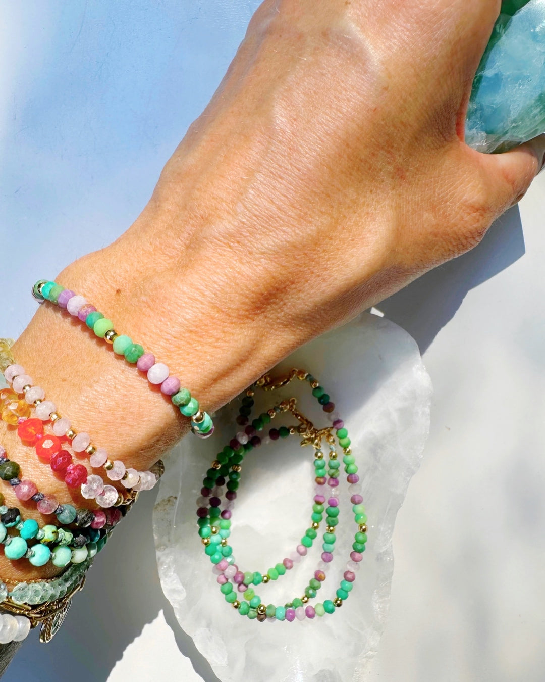 Topanga Gemstone & 14k GF Candy Bracelet - Baltic Mermaid