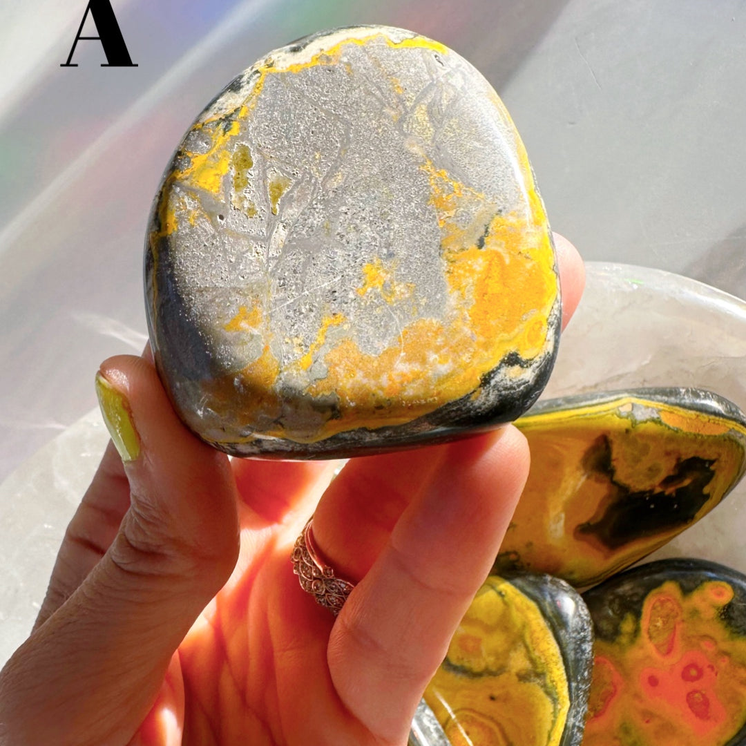 Bumblebee Jasper Palm Stones - Baltic Mermaid