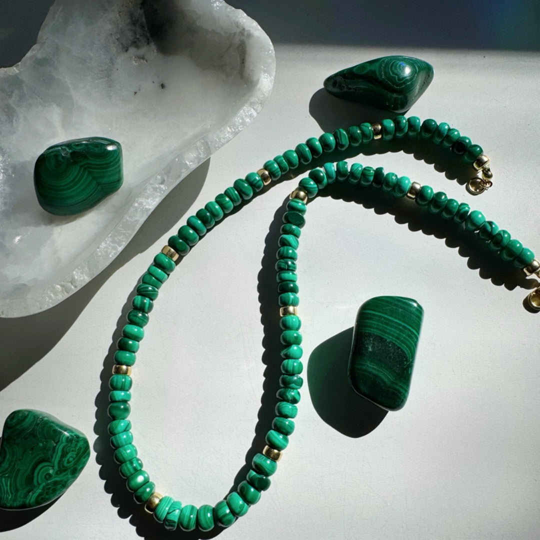 “Donna” - Malachite Gemstone Candy Necklace - Baltic Mermaid