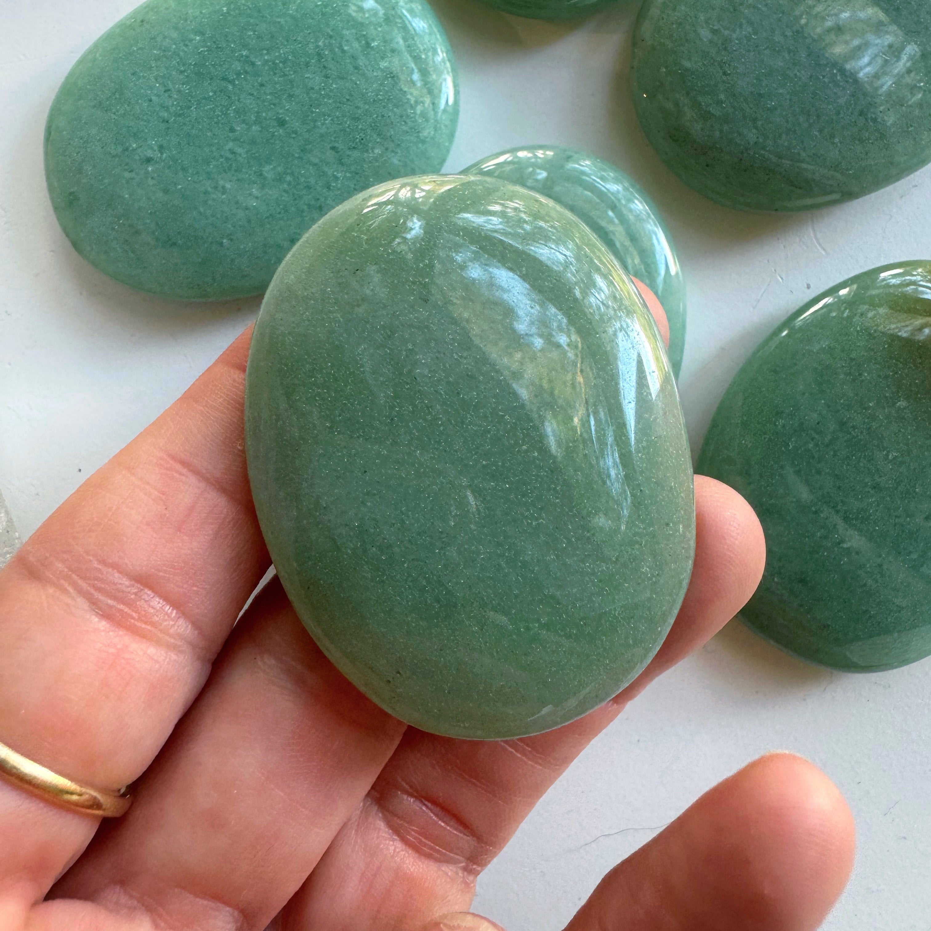 Green Aventurine Flat Palm Stones Baltic Mermaid