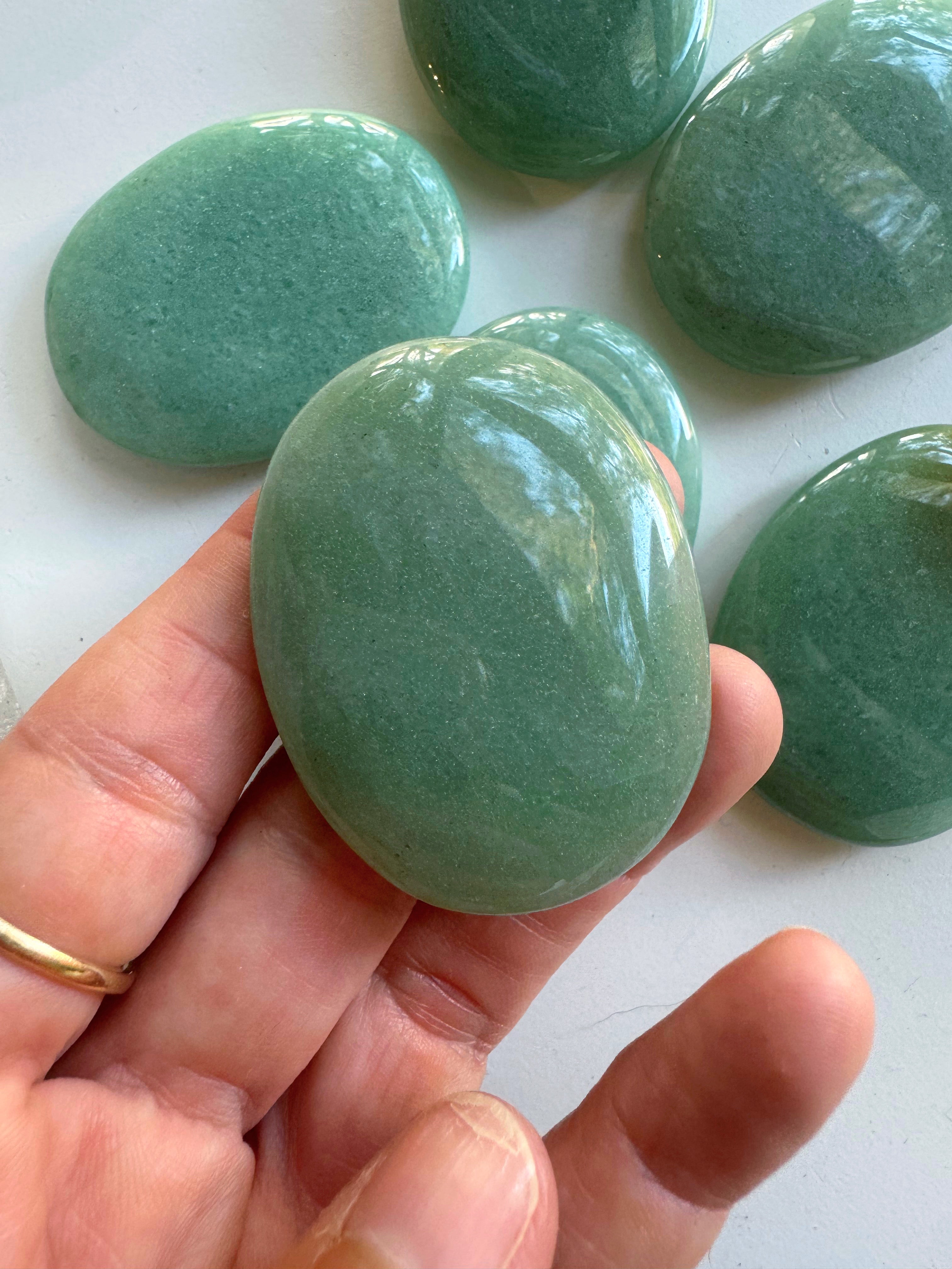 Green Aventurine Flat Palm Stones Baltic Mermaid
