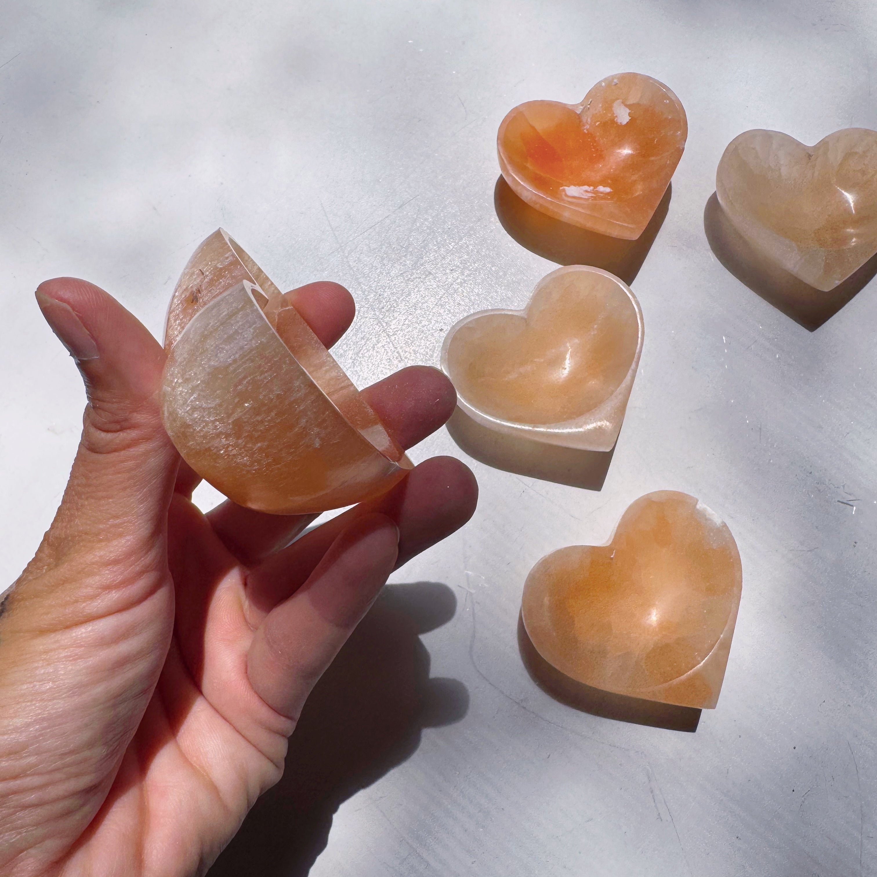 Peach Selenite Lil’ Heart Dish Baltic Mermaid