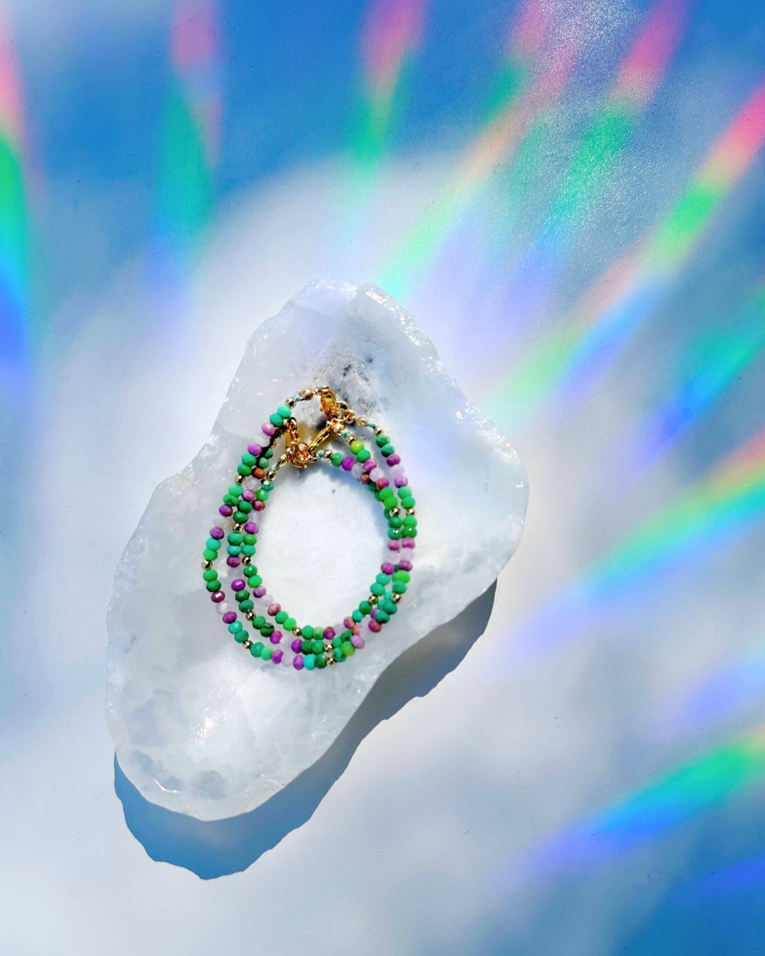 Topanga Gemstone & 14k GF Candy Bracelet - Baltic Mermaid