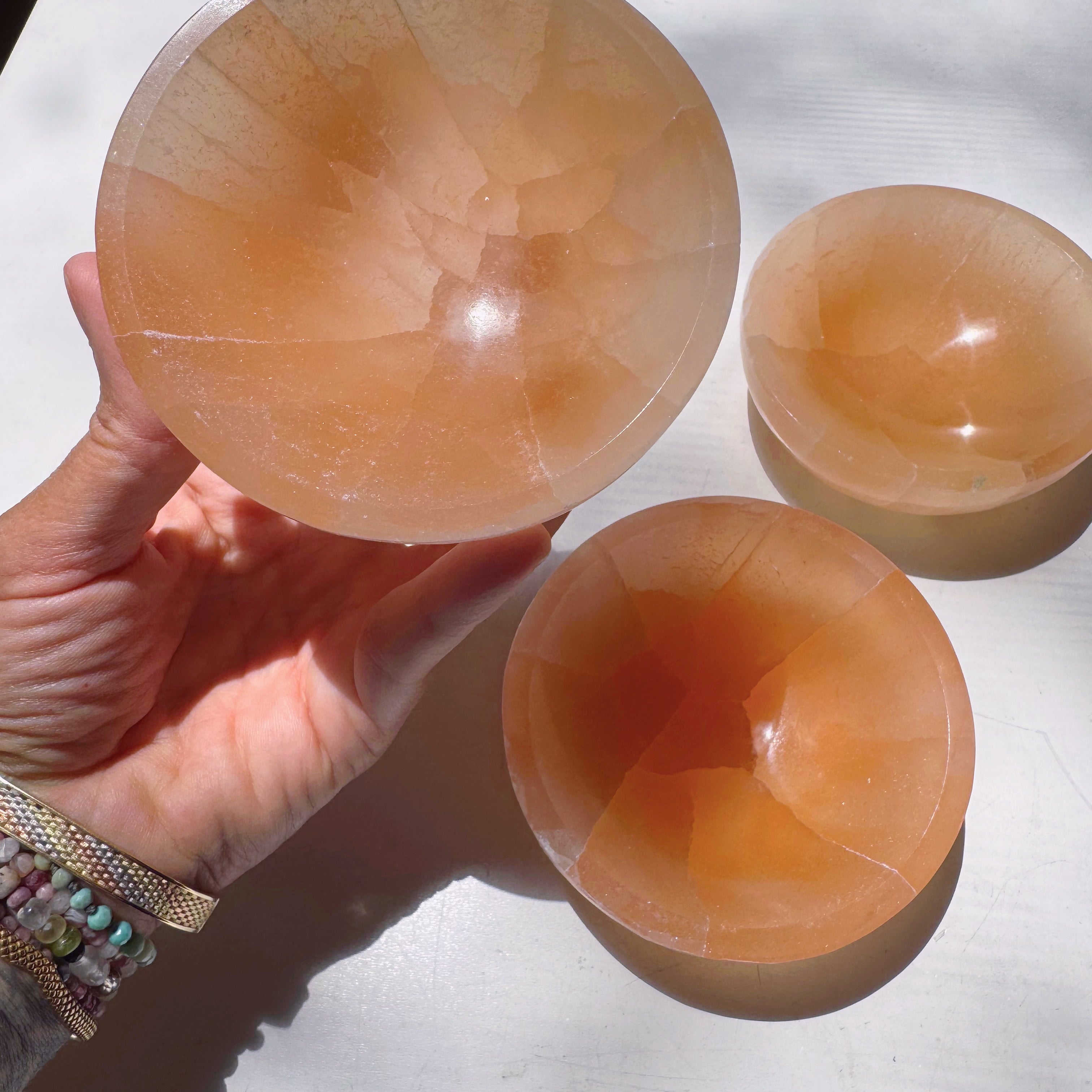 Peach Selenite Medium Bowl Baltic Mermaid
