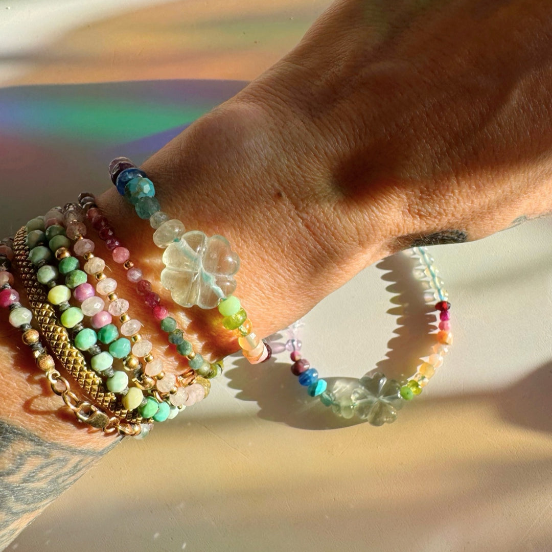 Rainbow Clover Gemstone Candy Bracelet - Baltic Mermaid
