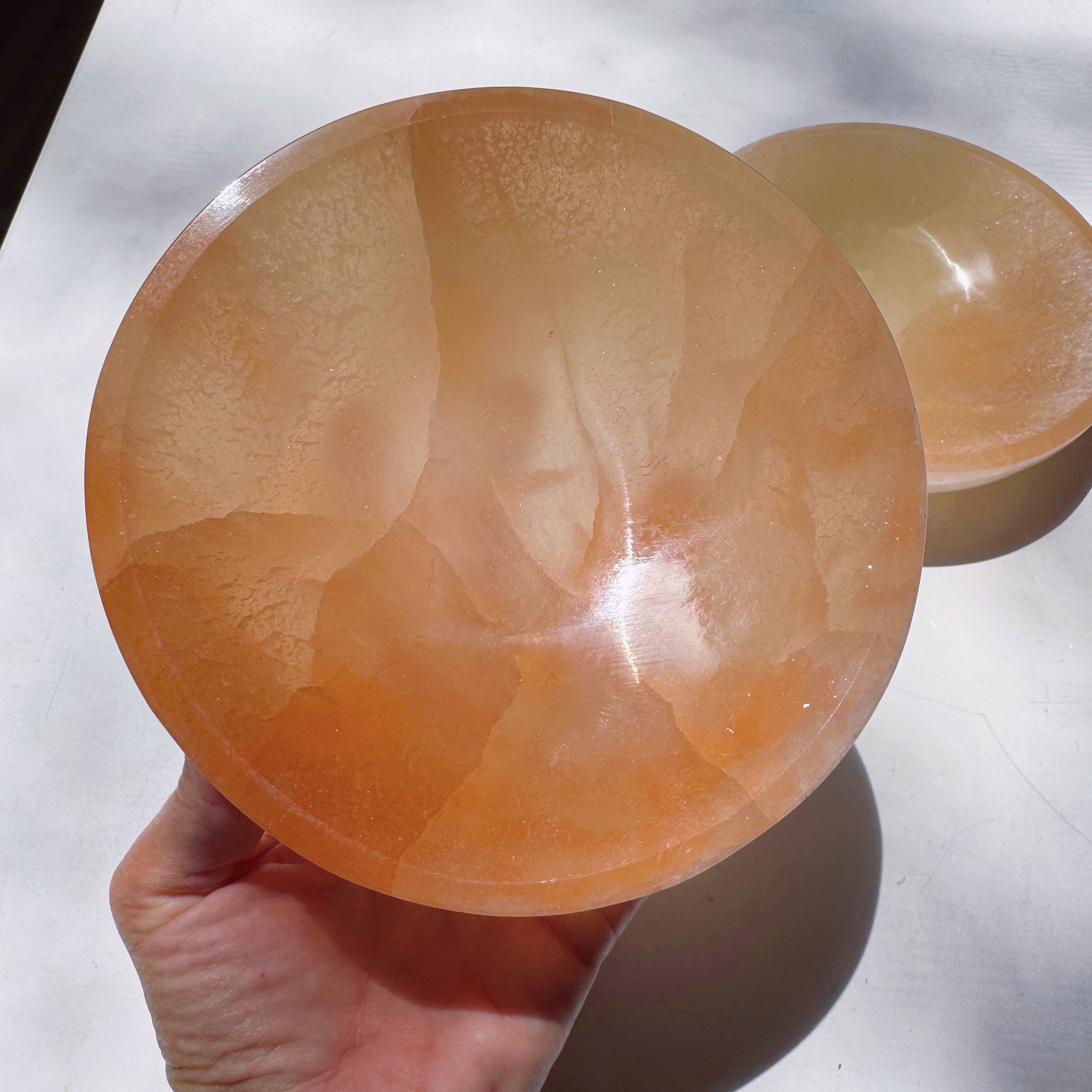 Peach Selenite Bowl Baltic Mermaid