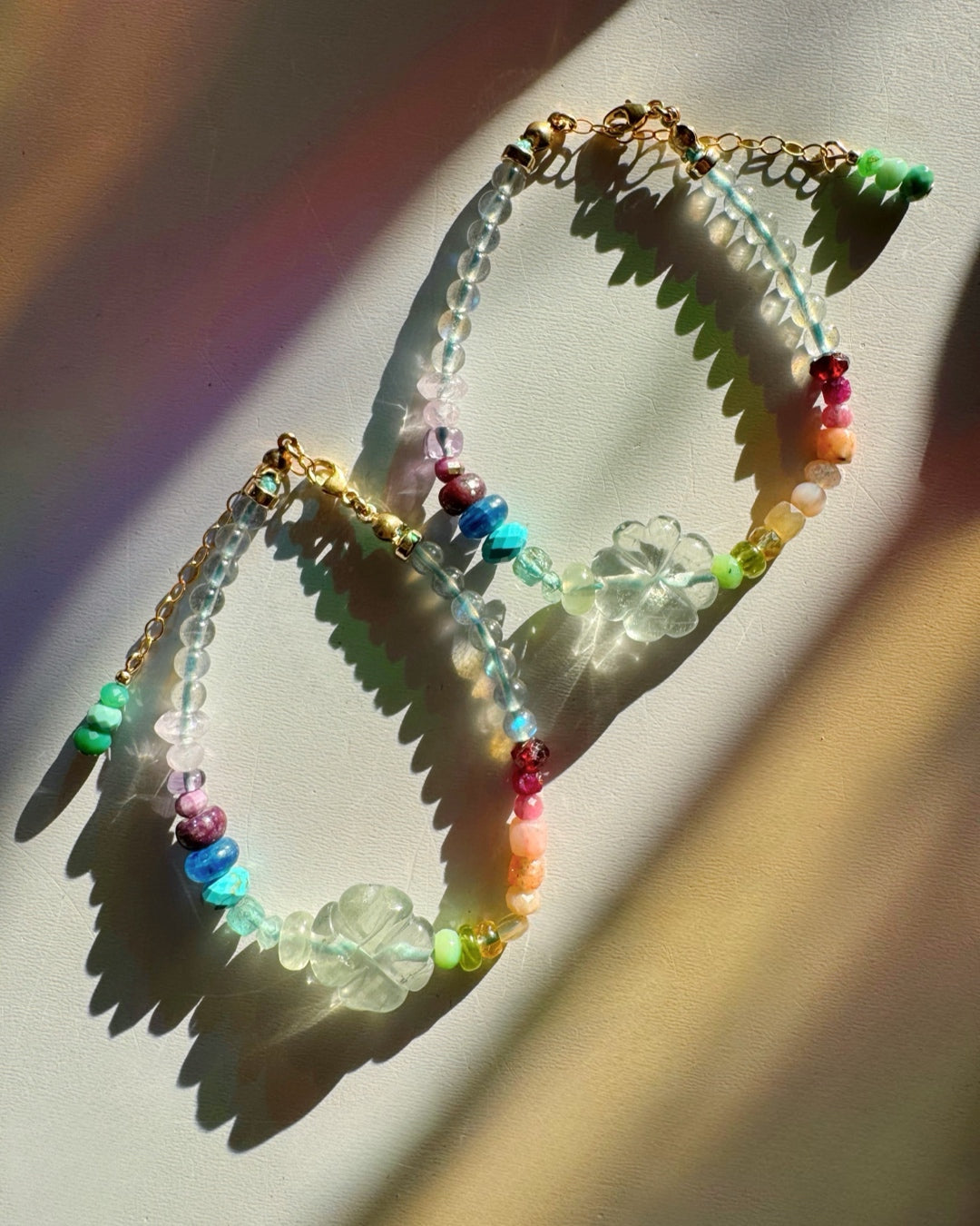 Rainbow Clover Gemstone Candy Bracelet - Baltic Mermaid