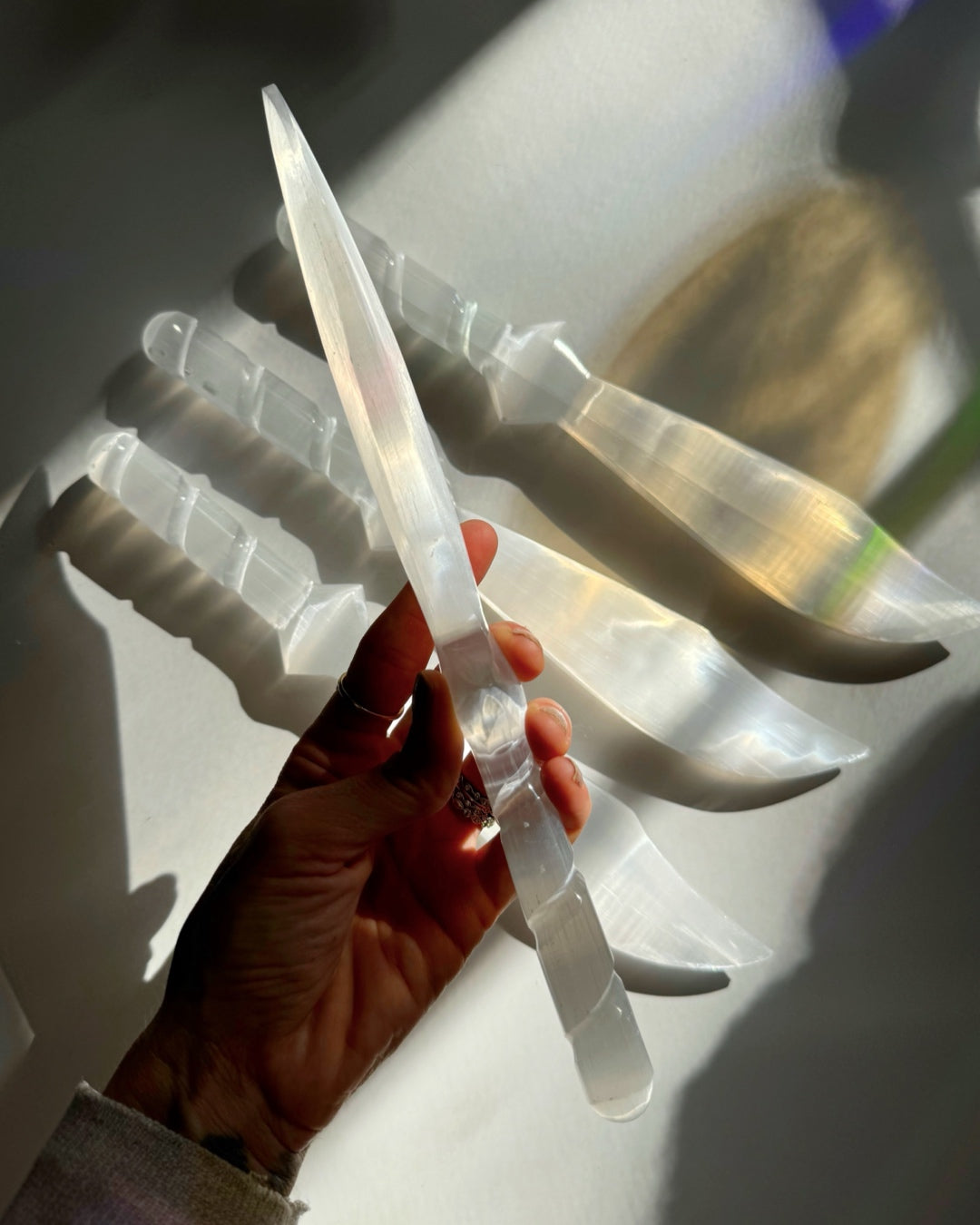 Selenite Knife - Large Twisted Handle - Baltic Mermaid