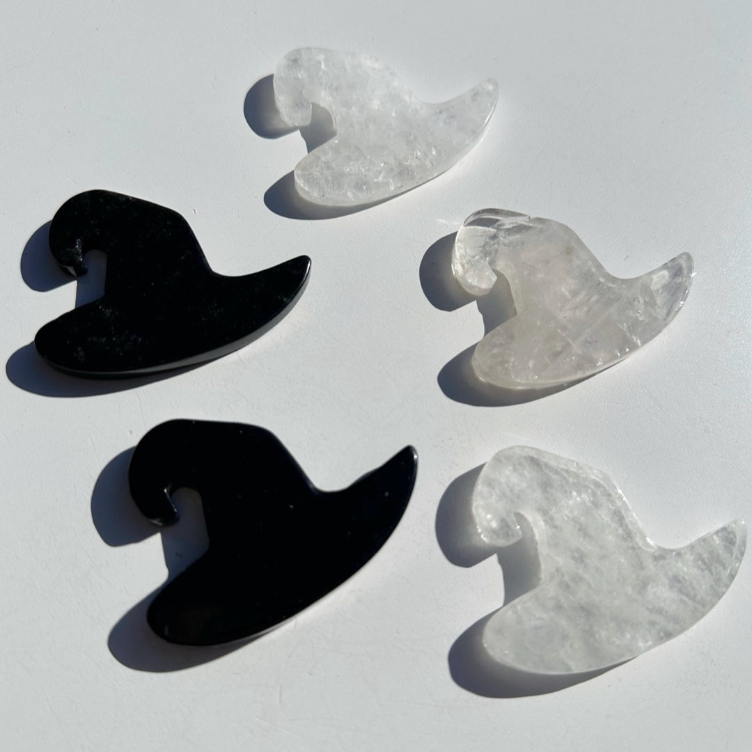 Clear Quartz & Black Obsidian Witch Hats - Baltic Mermaid