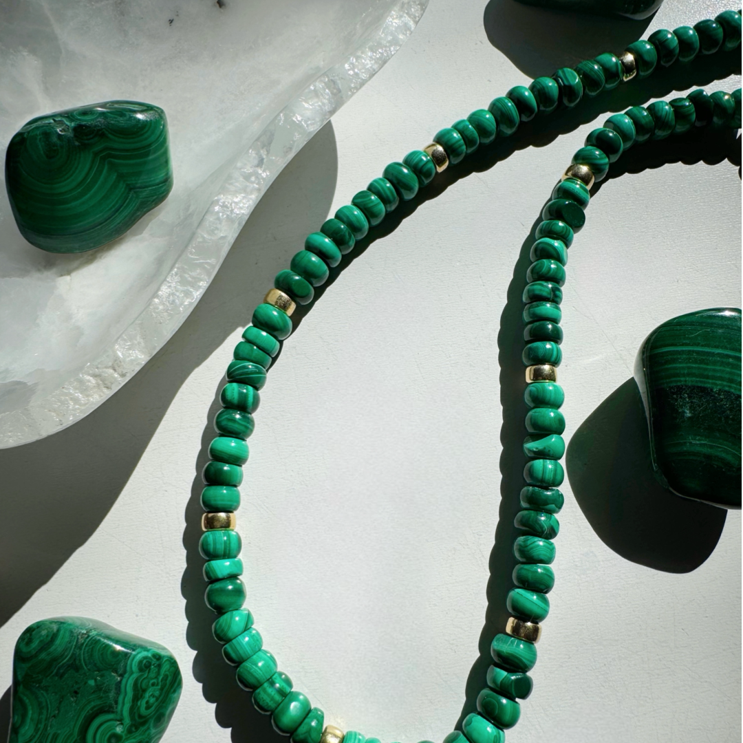 “Donna” - Malachite Gemstone Candy Necklace - Baltic Mermaid