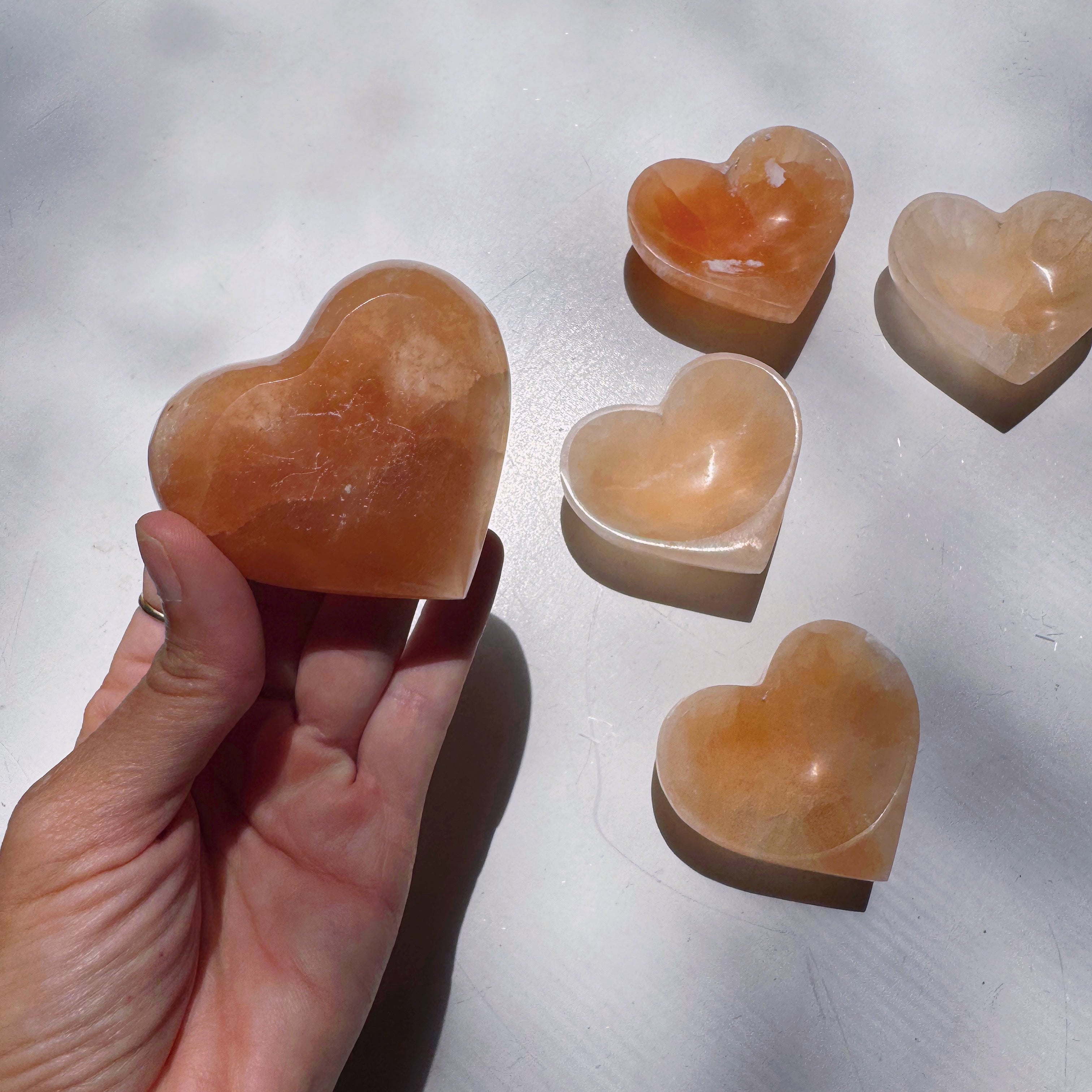 Peach Selenite Lil’ Heart Dish Baltic Mermaid