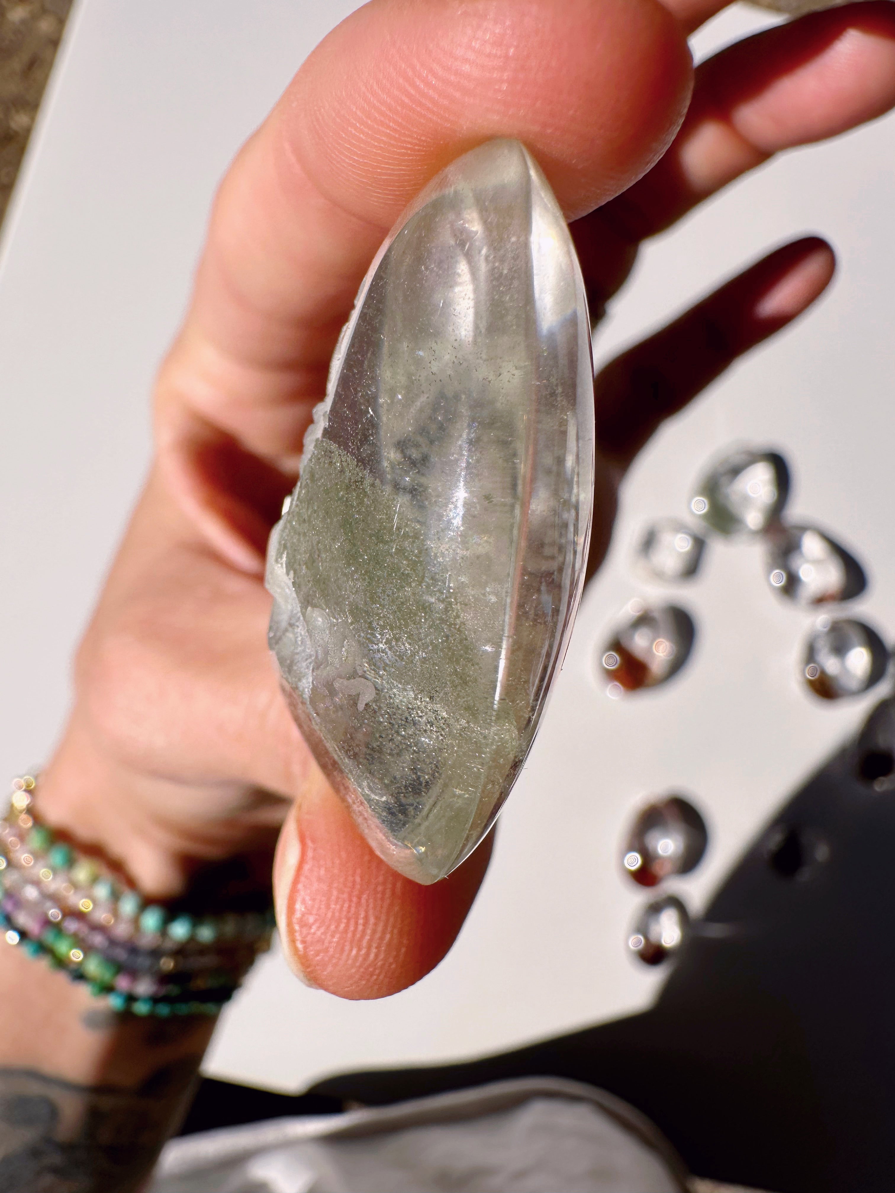 Intaglio Carved Dragon Chlorite Quartz/Garden Quartz Cabochon Baltic Mermaid