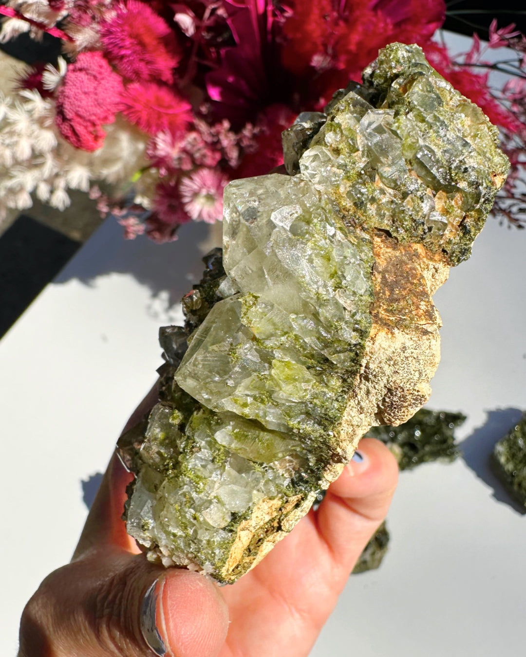 Epidote Quartz Cluster - Baltic Mermaid