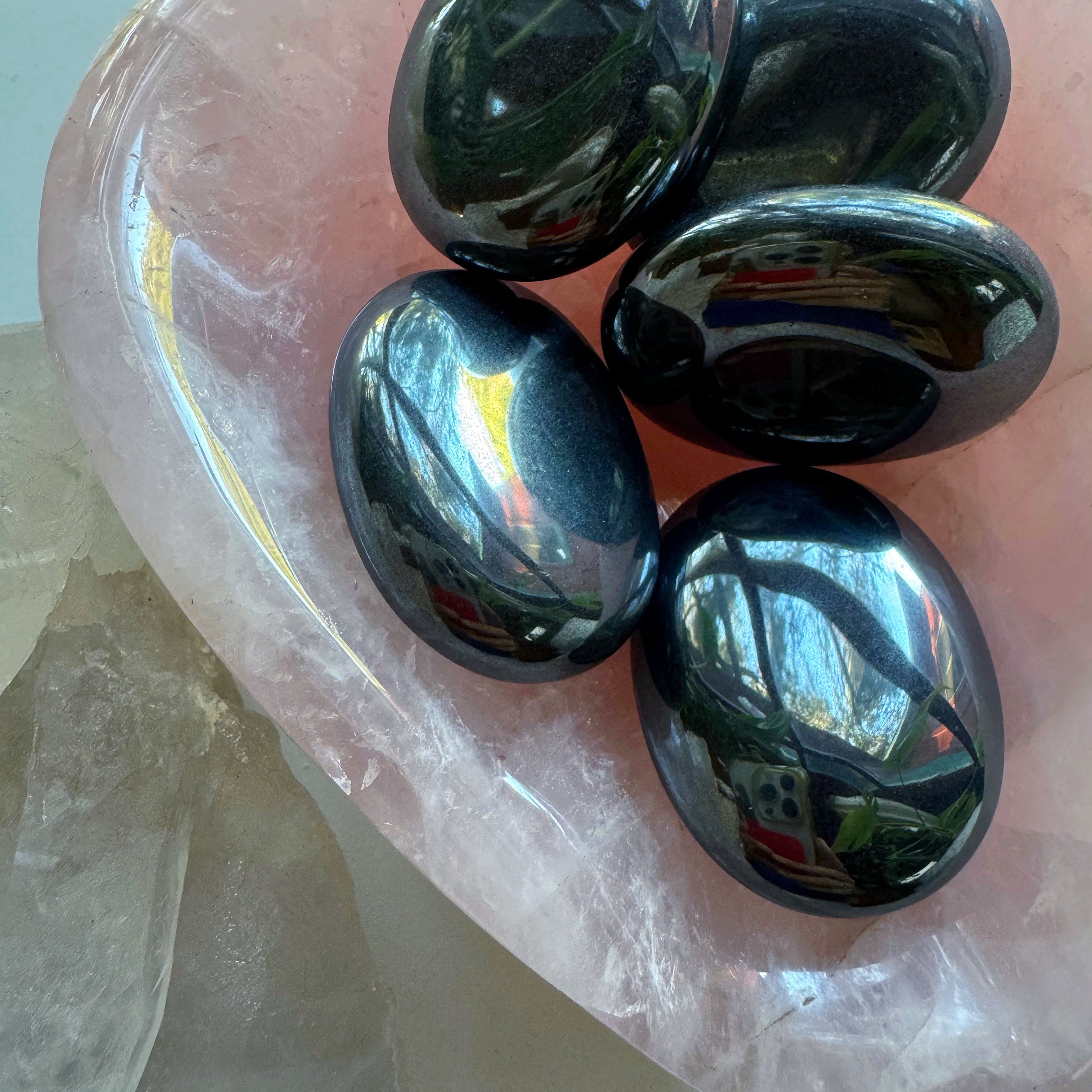 Hematite Palm Stones Baltic Mermaid