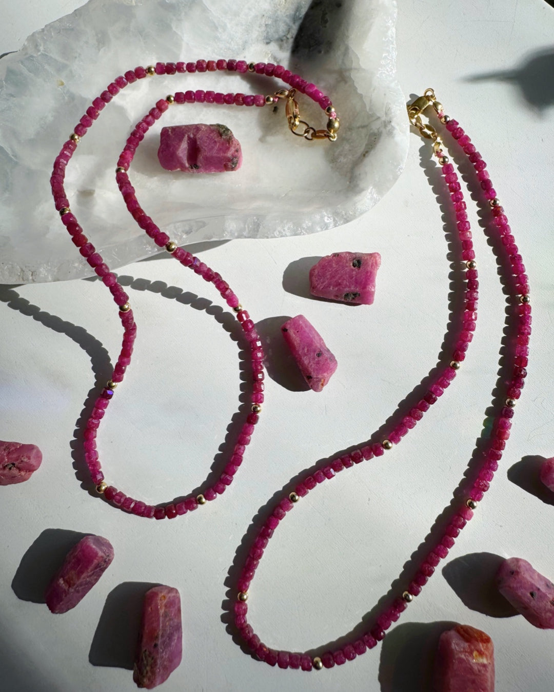 “Judy” - Ruby Gemstone Candy Necklace - Baltic Mermaid