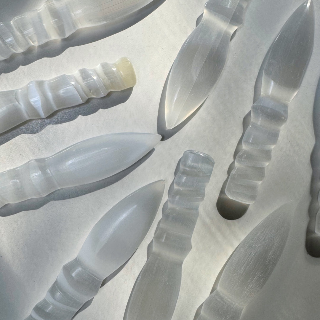 Selenite Dagger - Small Twisted Handle - Baltic Mermaid