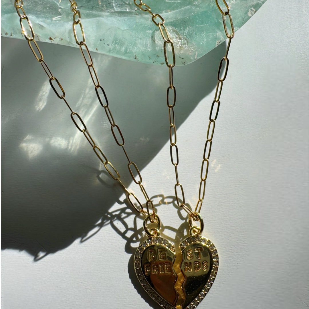 “Best Friends” Gold Filled CZ Necklace Pair - Baltic Mermaid