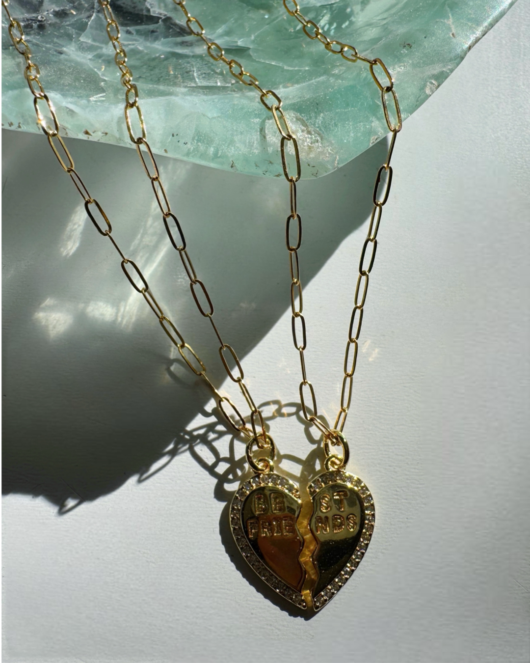 “Best Friends” Gold Filled CZ Necklace Pair - Baltic Mermaid