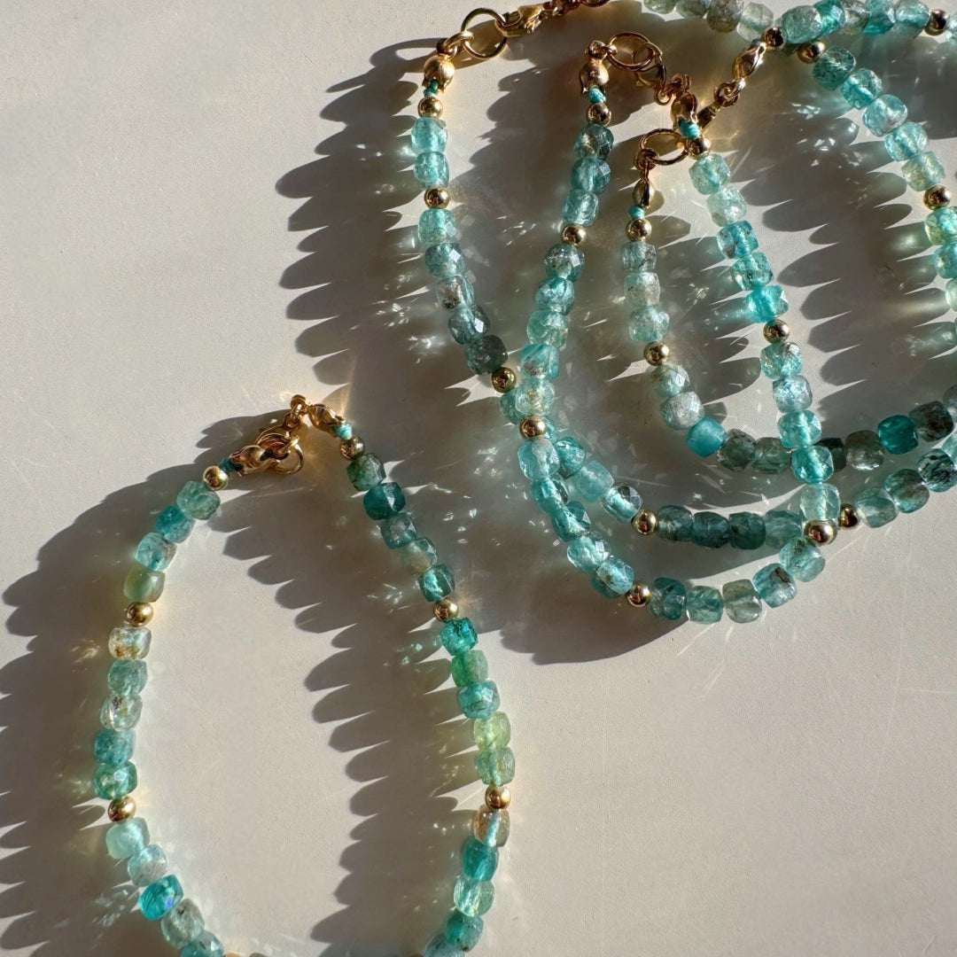 “Frankie” - Blue Apatite Gemstone Candy Bracelet - Baltic Mermaid