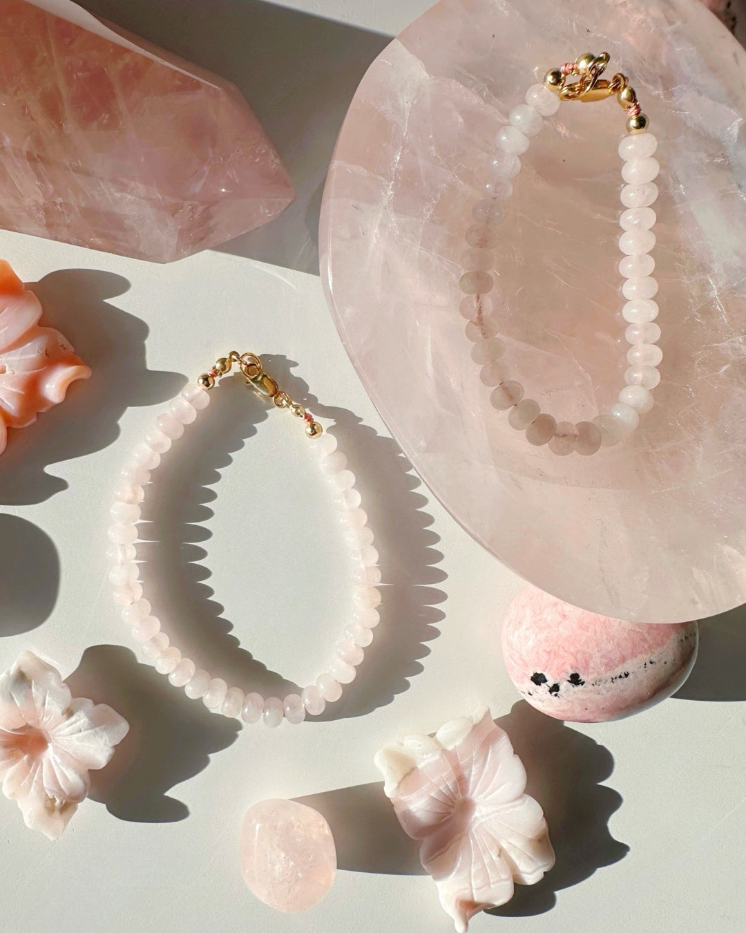 Rose Quartz Gemstone Candy Bracelet - RTS - Baltic Mermaid