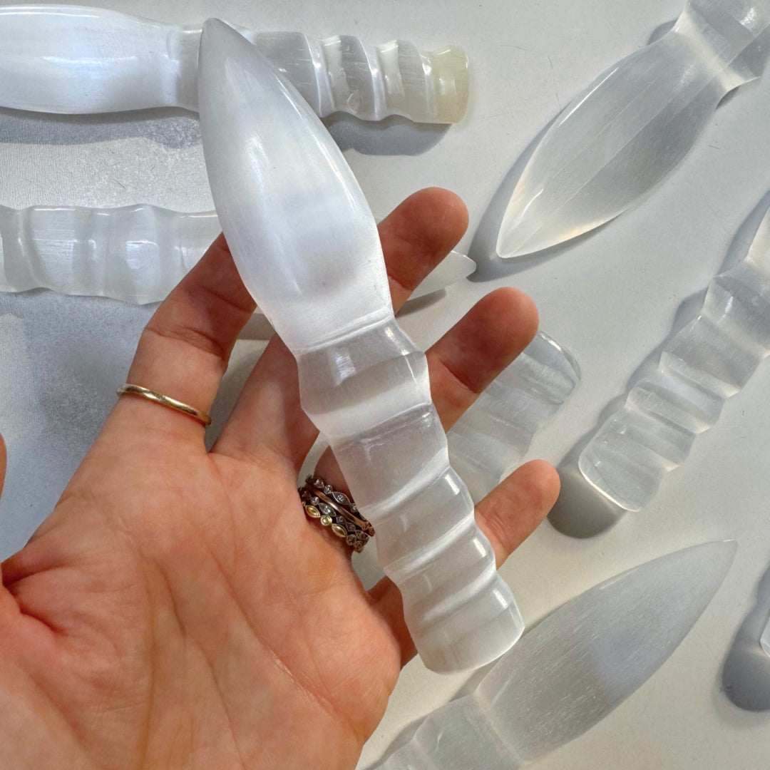 Selenite Dagger - Small Twisted Handle - Baltic Mermaid