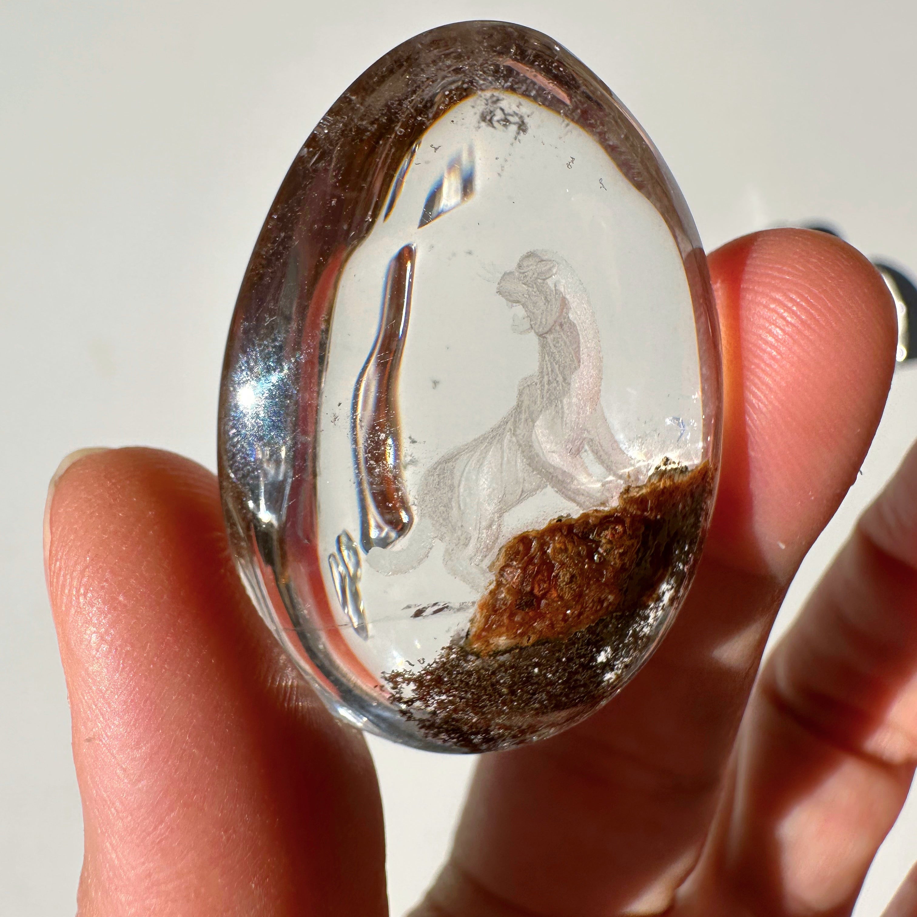 Intaglio Tiger Carved Chlorite Quartz/Garden Quartz Cabochon Baltic Mermaid