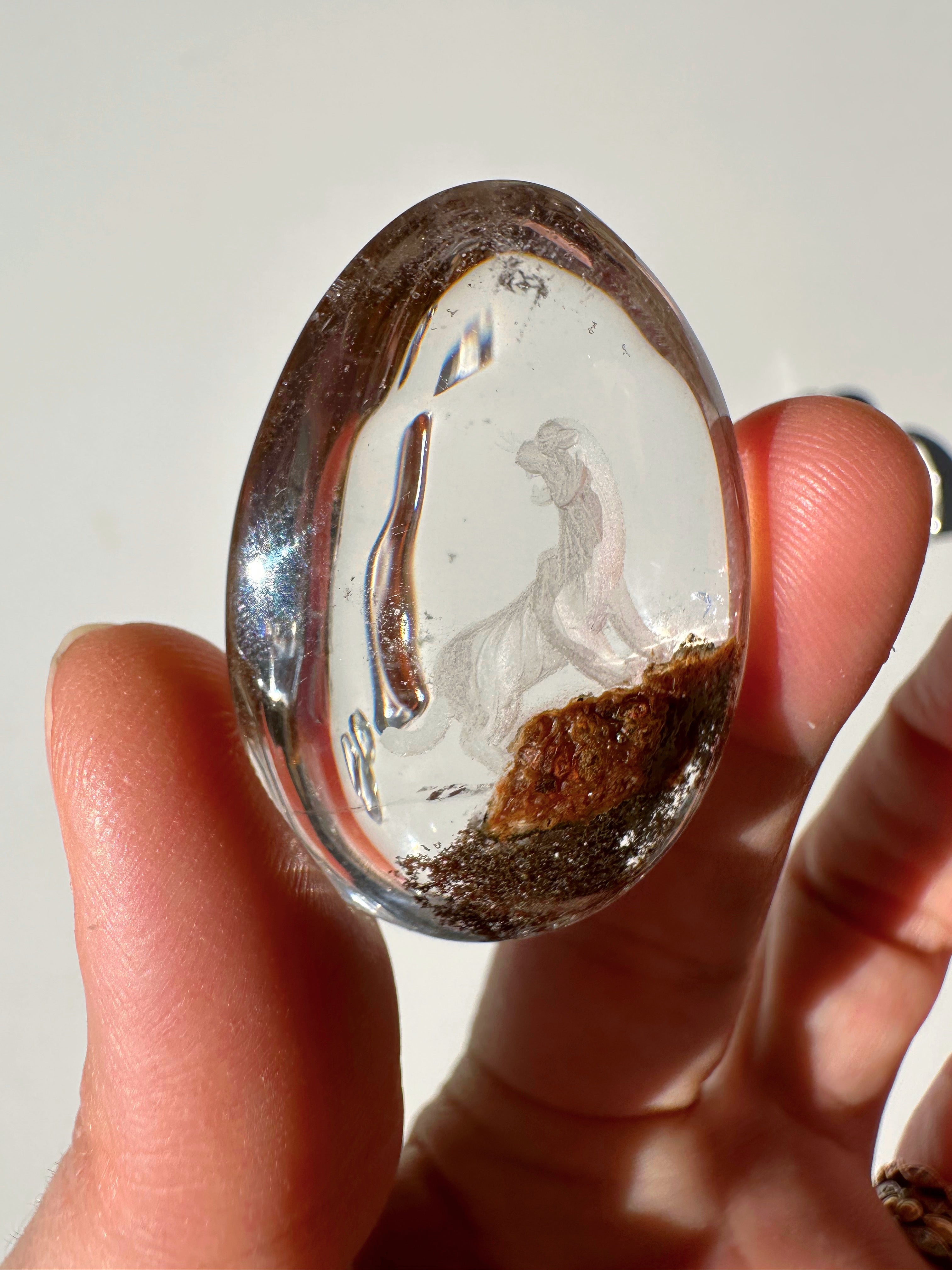 Intaglio Tiger Carved Chlorite Quartz/Garden Quartz Cabochon Baltic Mermaid