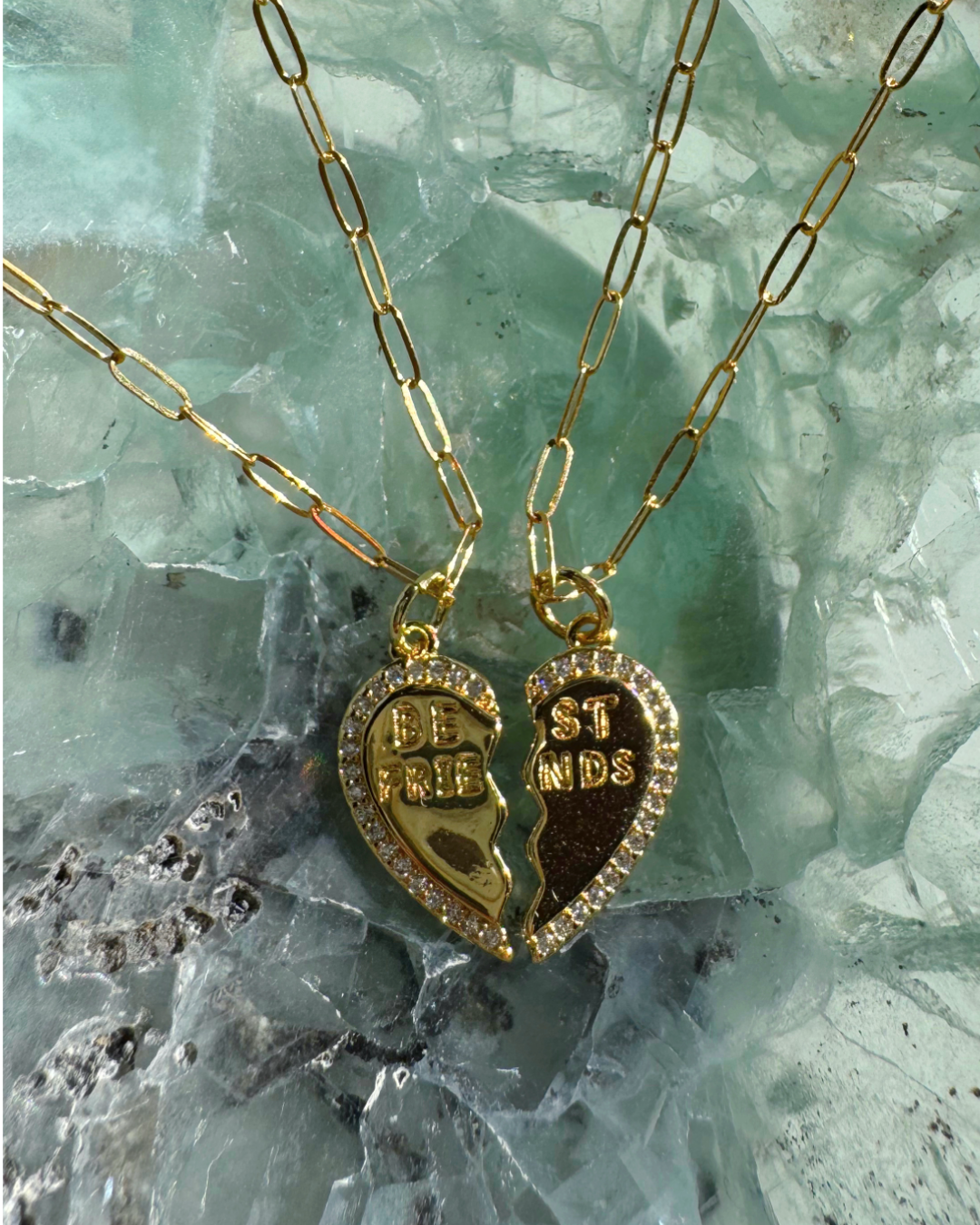 “Best Friends” Gold Filled CZ Necklace Pair - Baltic Mermaid