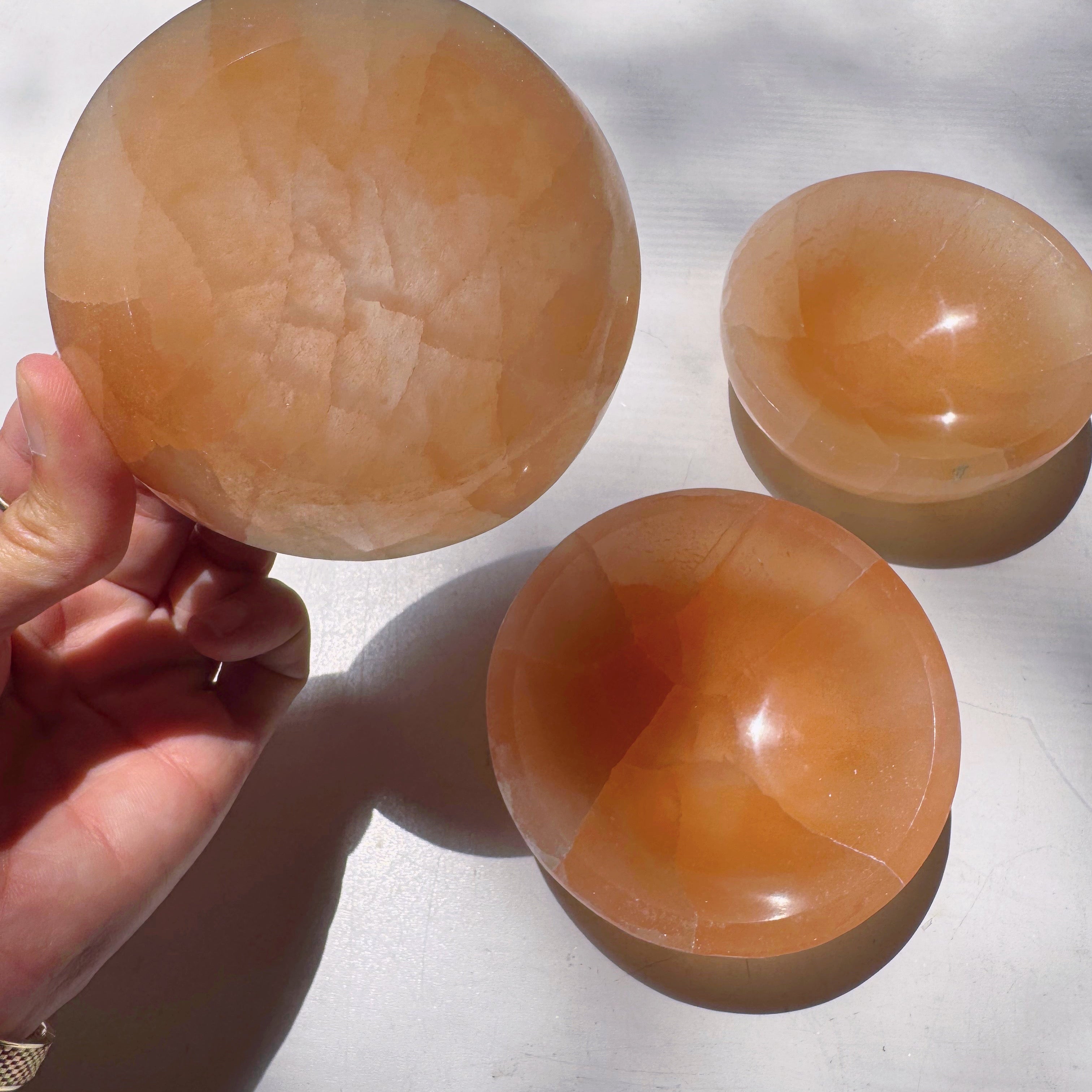 Peach Selenite Medium Bowl Baltic Mermaid