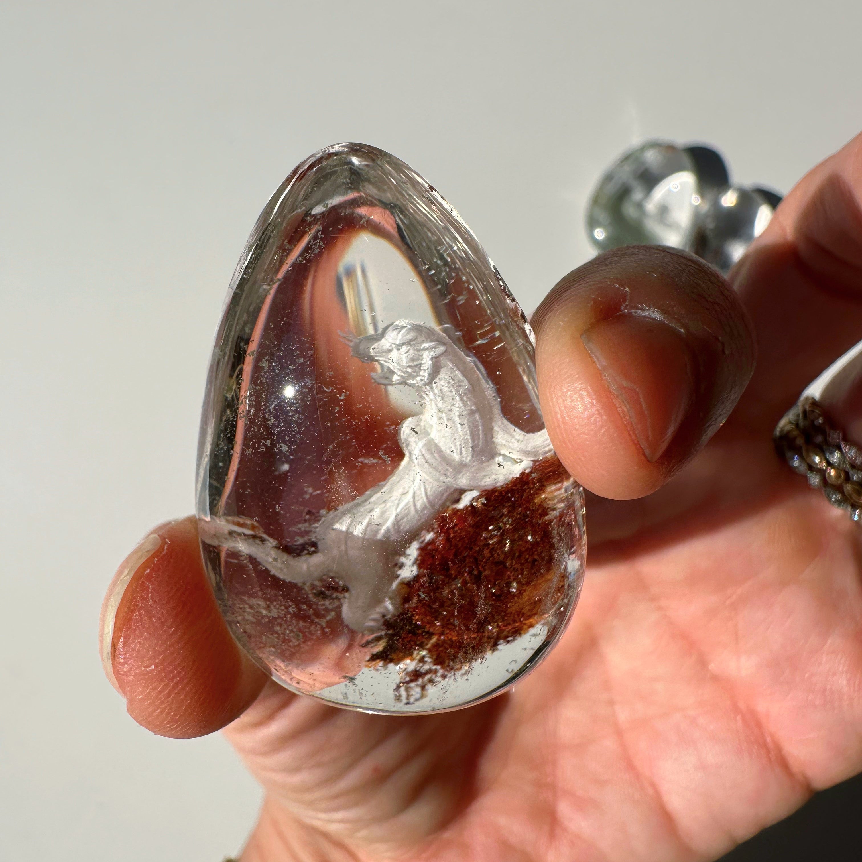 Intaglio Tiger Carved Chlorite Quartz/Garden Quartz Cabochon Baltic Mermaid