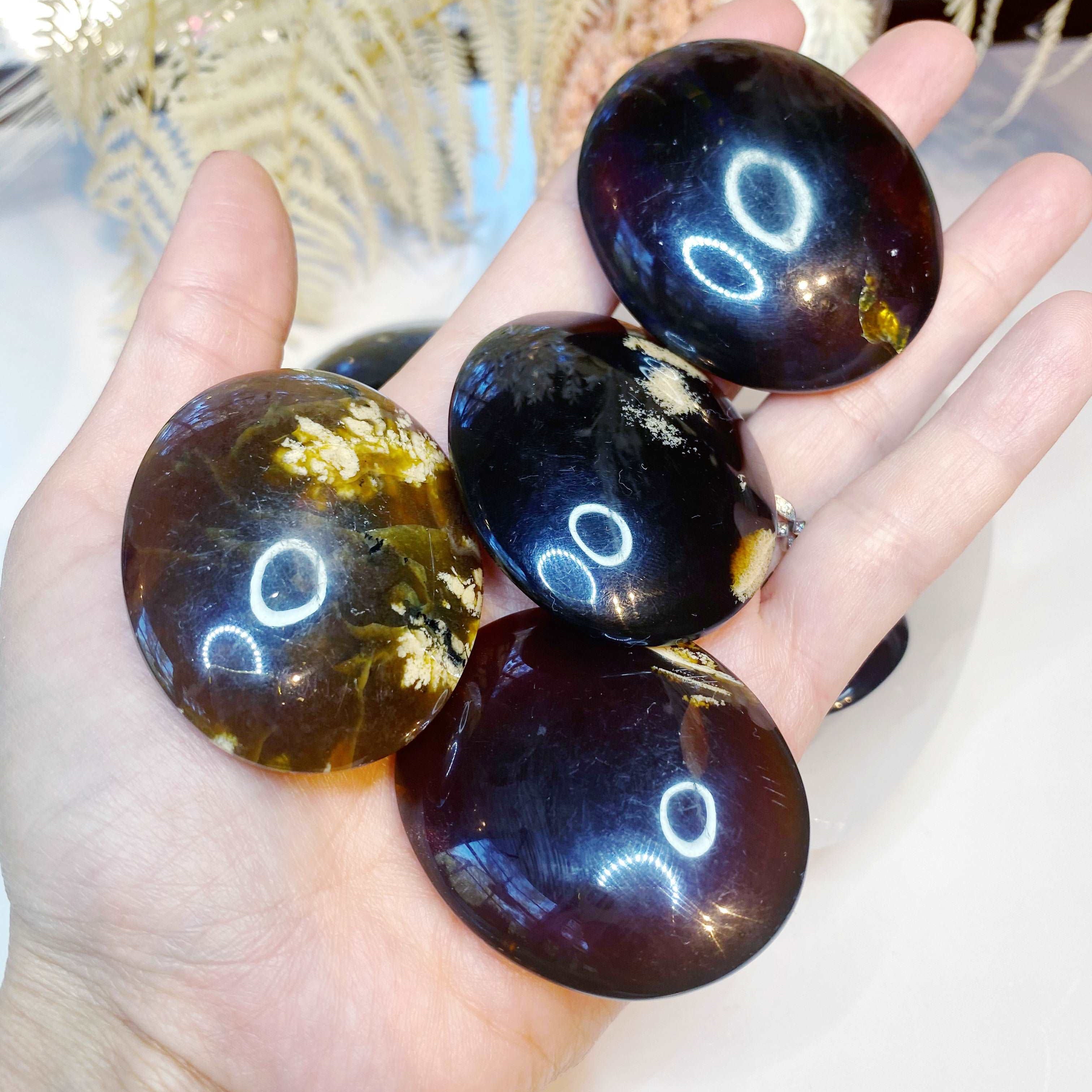 Amber Palm Stones