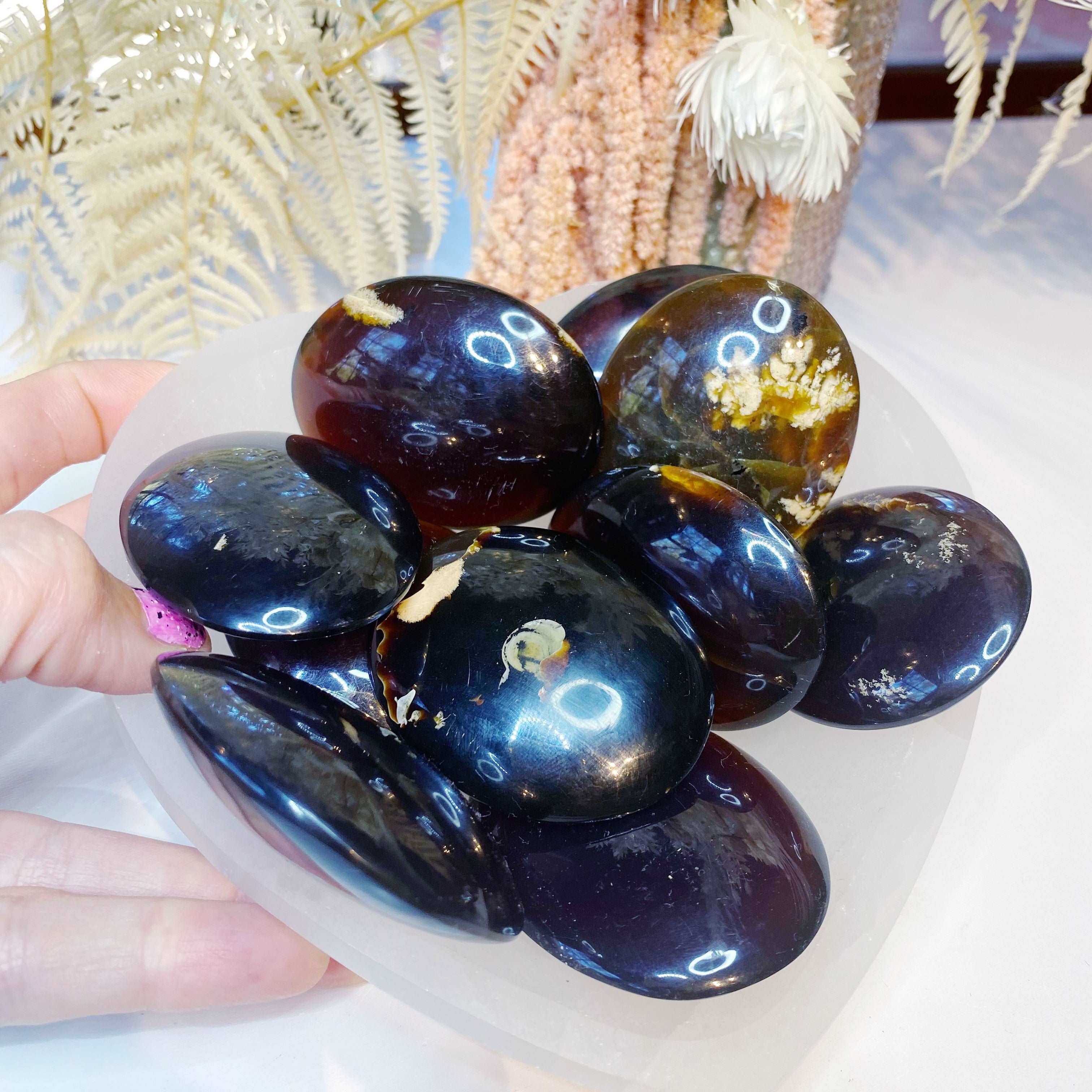 Amber Palm Stones
