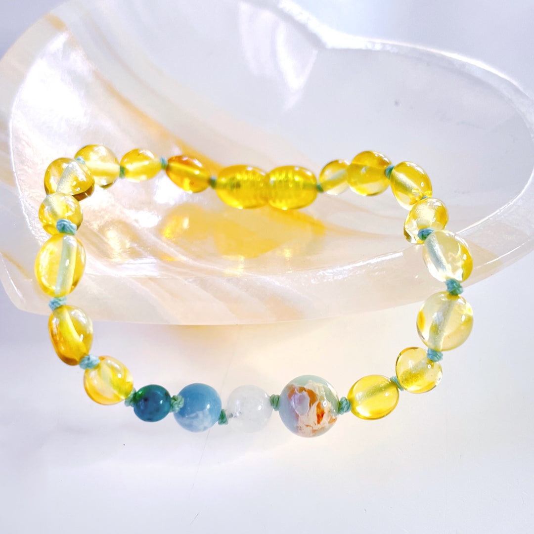Moon Dust Baltic Amber Bracelet - Blue - Baltic Mermaid