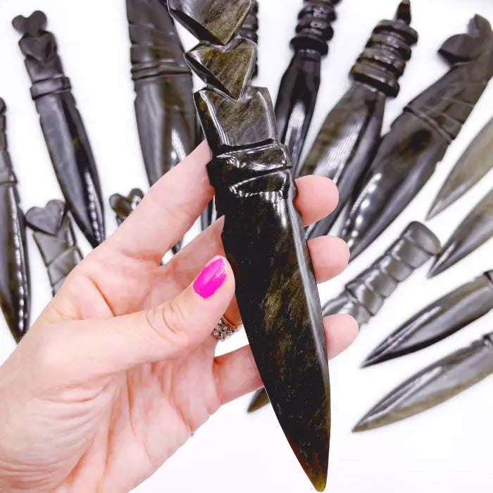 Gold Sheen Obsidian Heart Dagger/Letter Opener - Baltic Mermaid