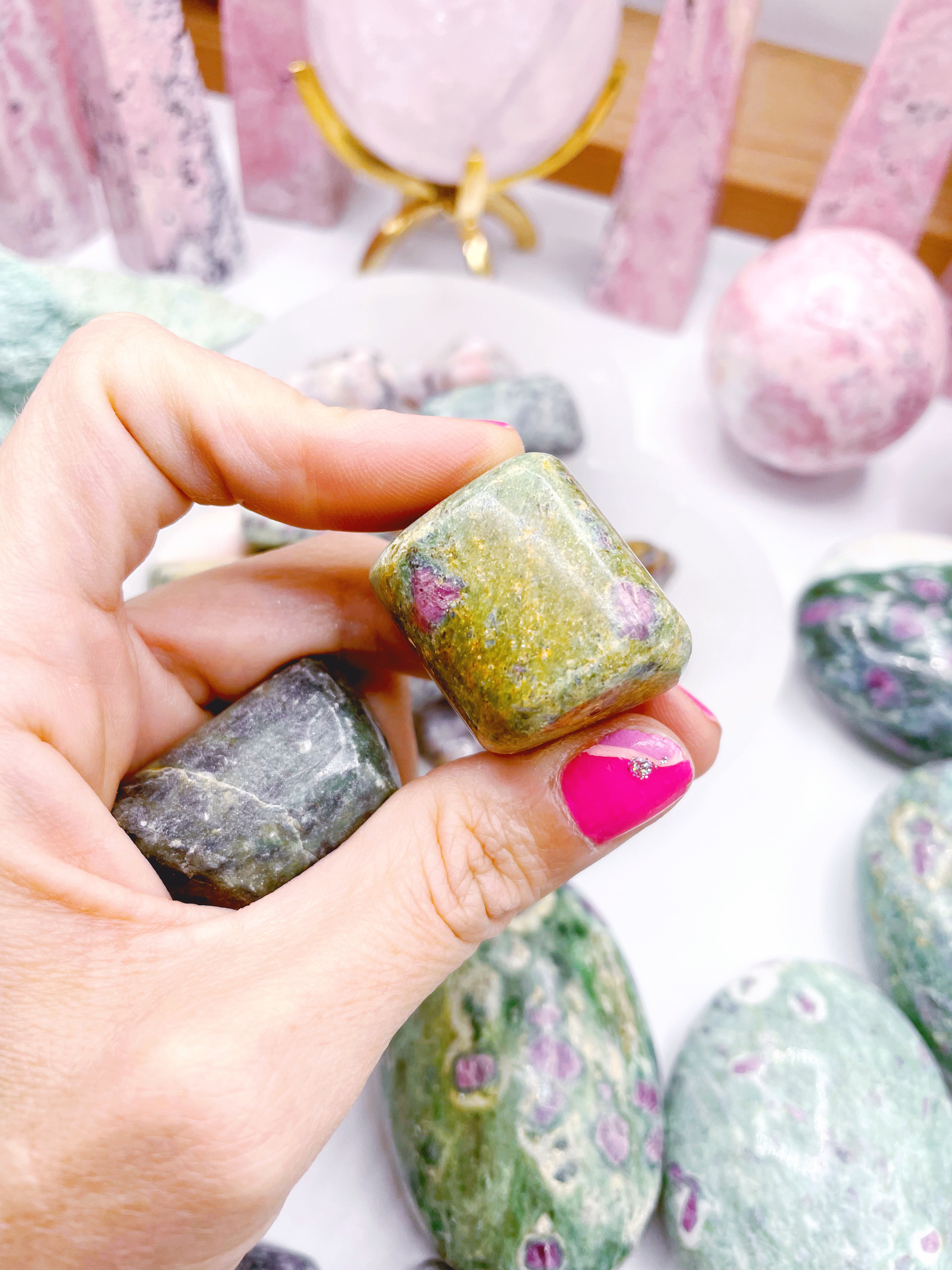 Ruby in Fuchsite Tumbled Stones - Baltic Mermaid