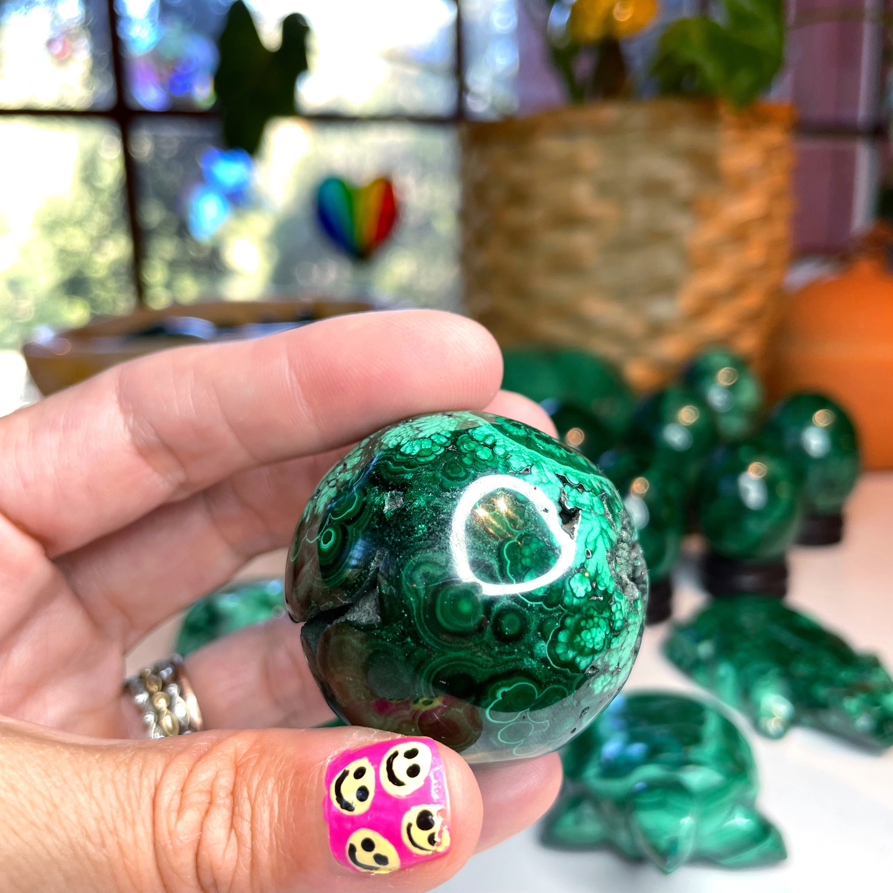 Malachite Carved Sphere - Baltic Mermaid