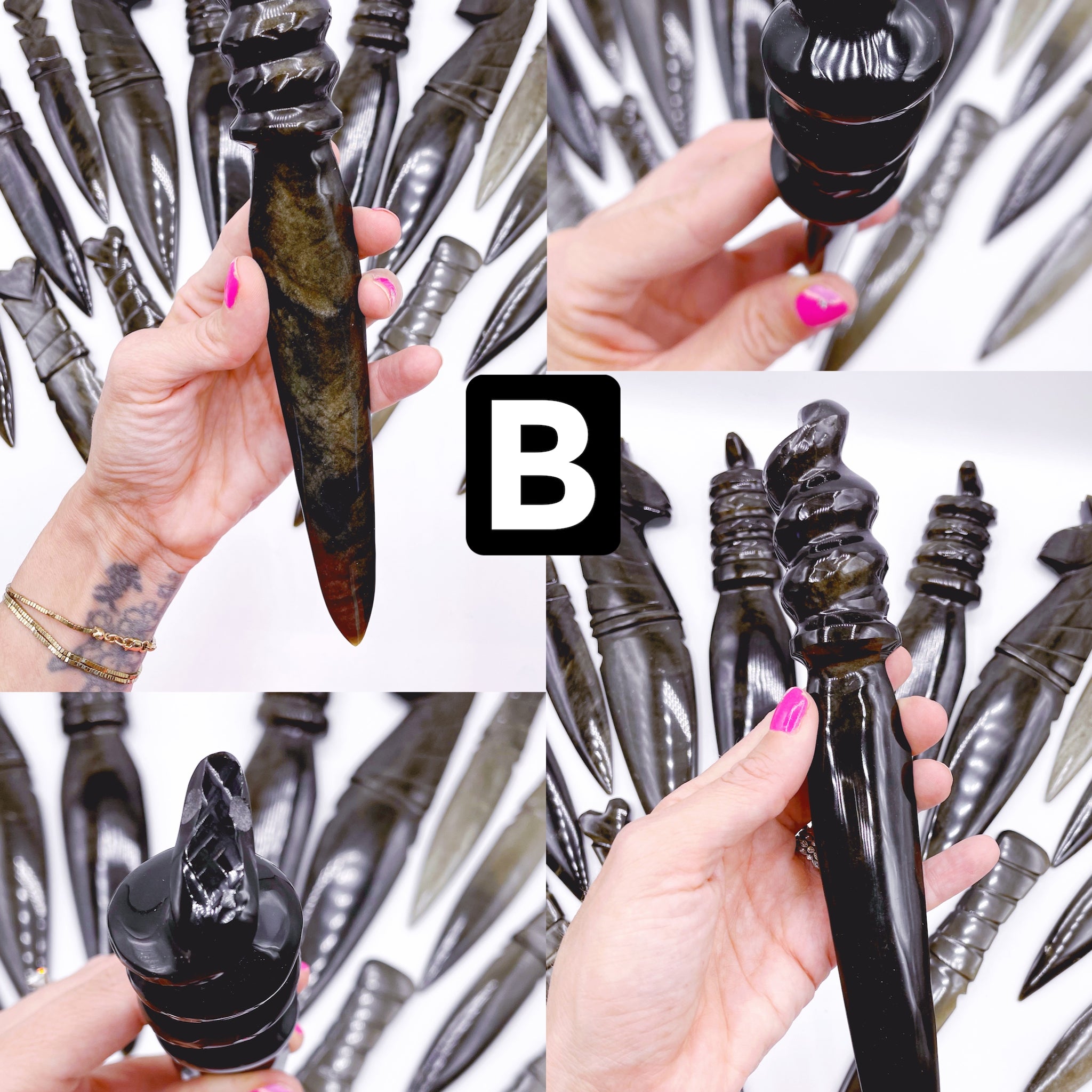 Gold Sheen Obsidian Serpent Dagger - Baltic Mermaid