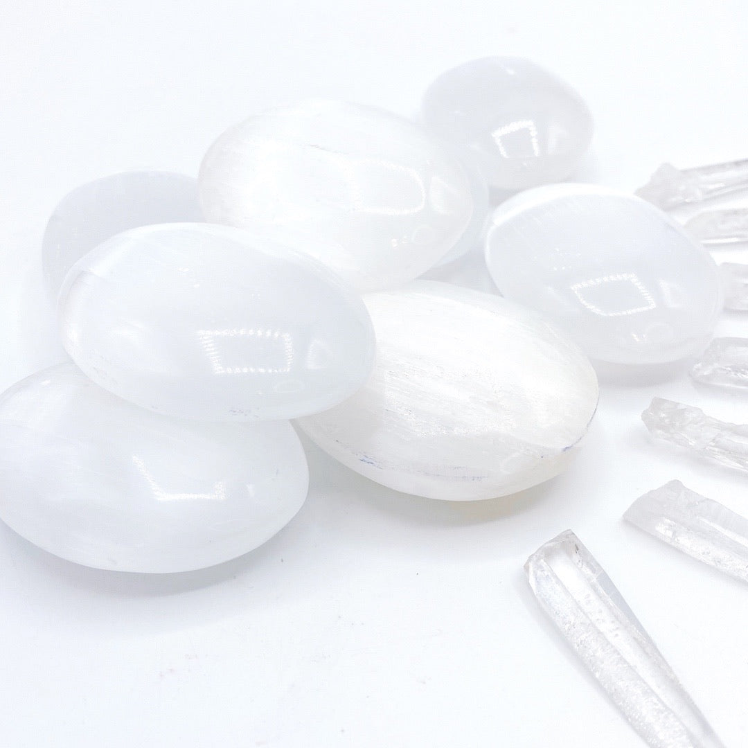 Selenite Palm Stones - Baltic Mermaid