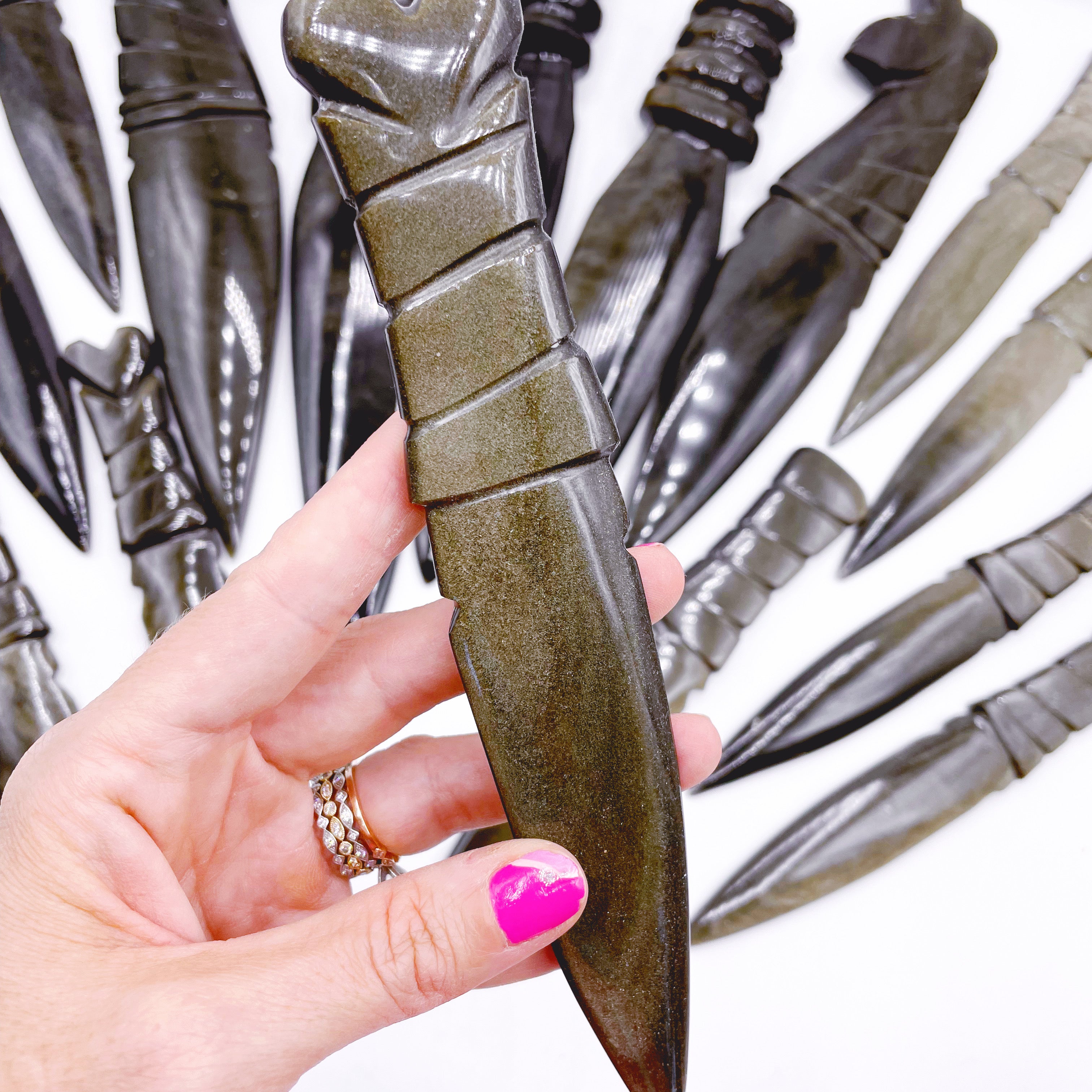 Gold Sheen Obsidian Heart Dagger/Letter Opener - Baltic Mermaid