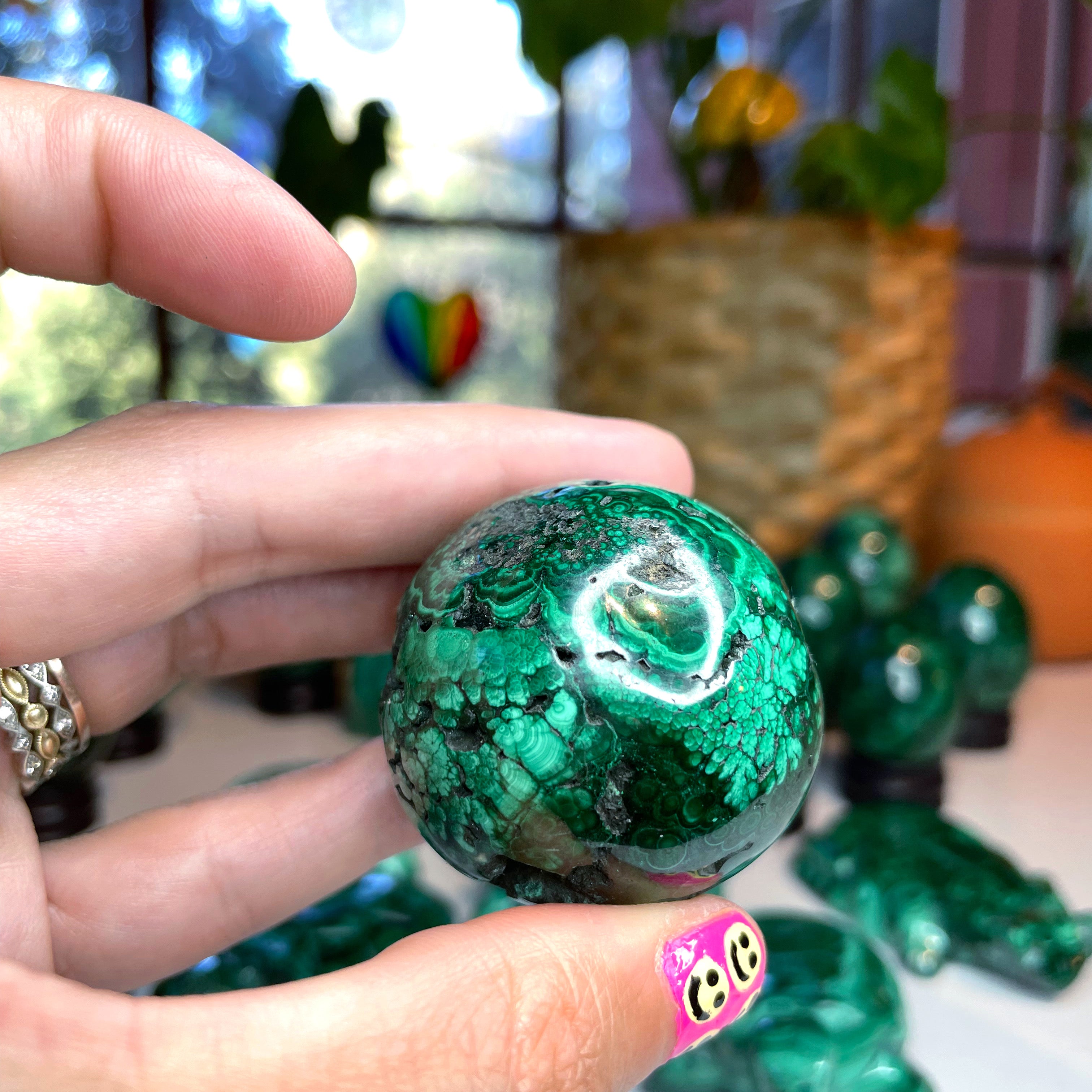 Malachite Carved Sphere - Baltic Mermaid