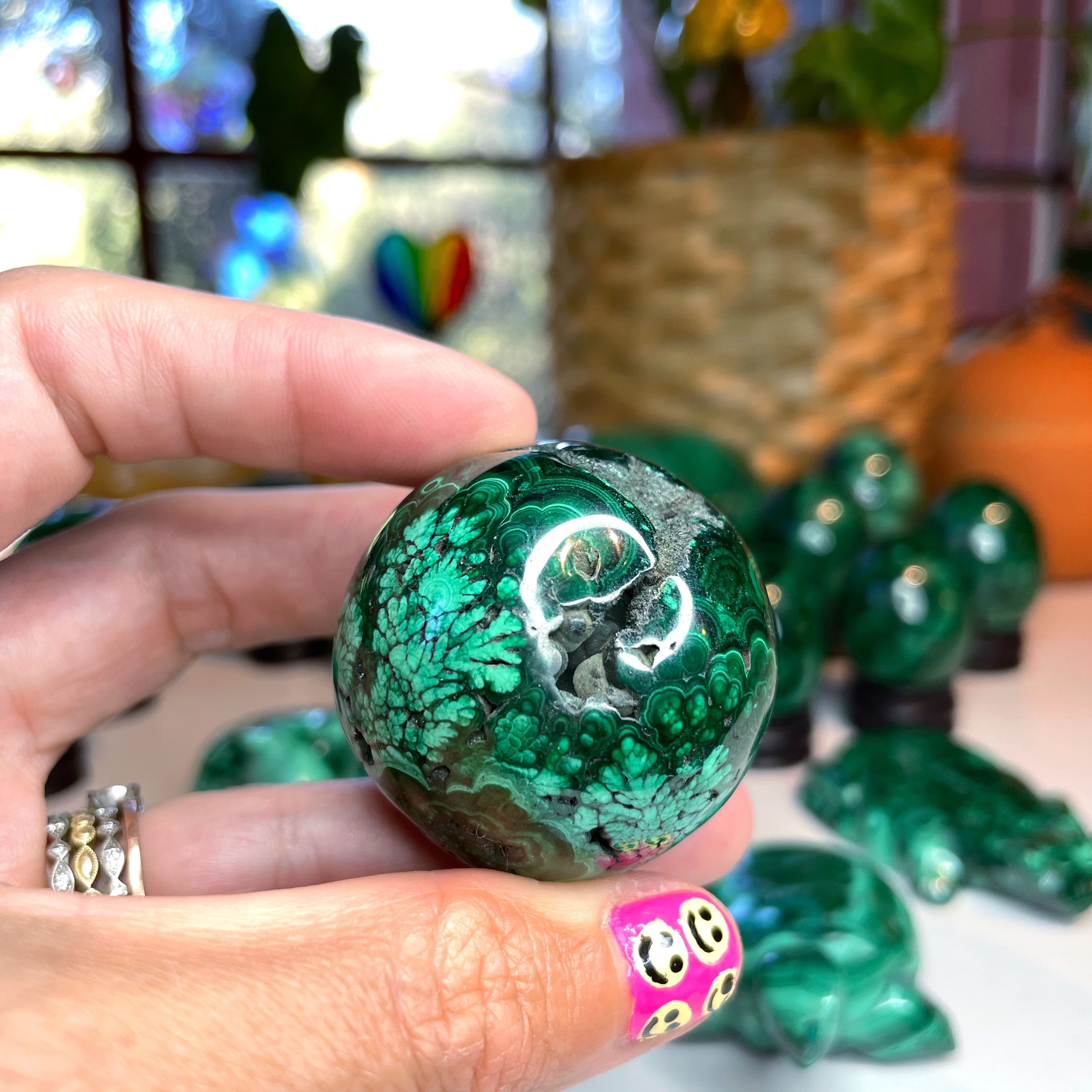 Malachite Carved Sphere - Baltic Mermaid