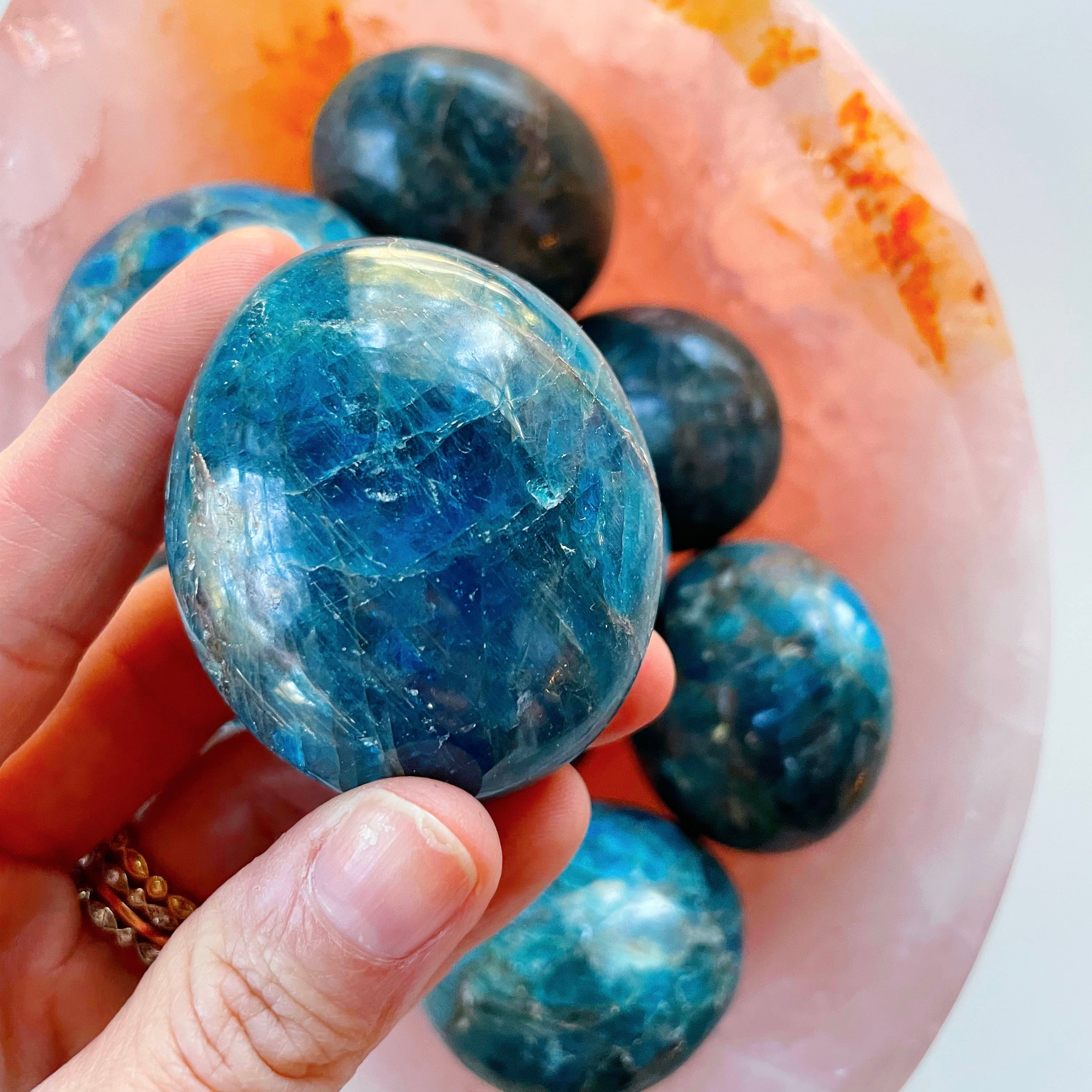 Blue Apatite Palm Stones - Baltic Mermaid