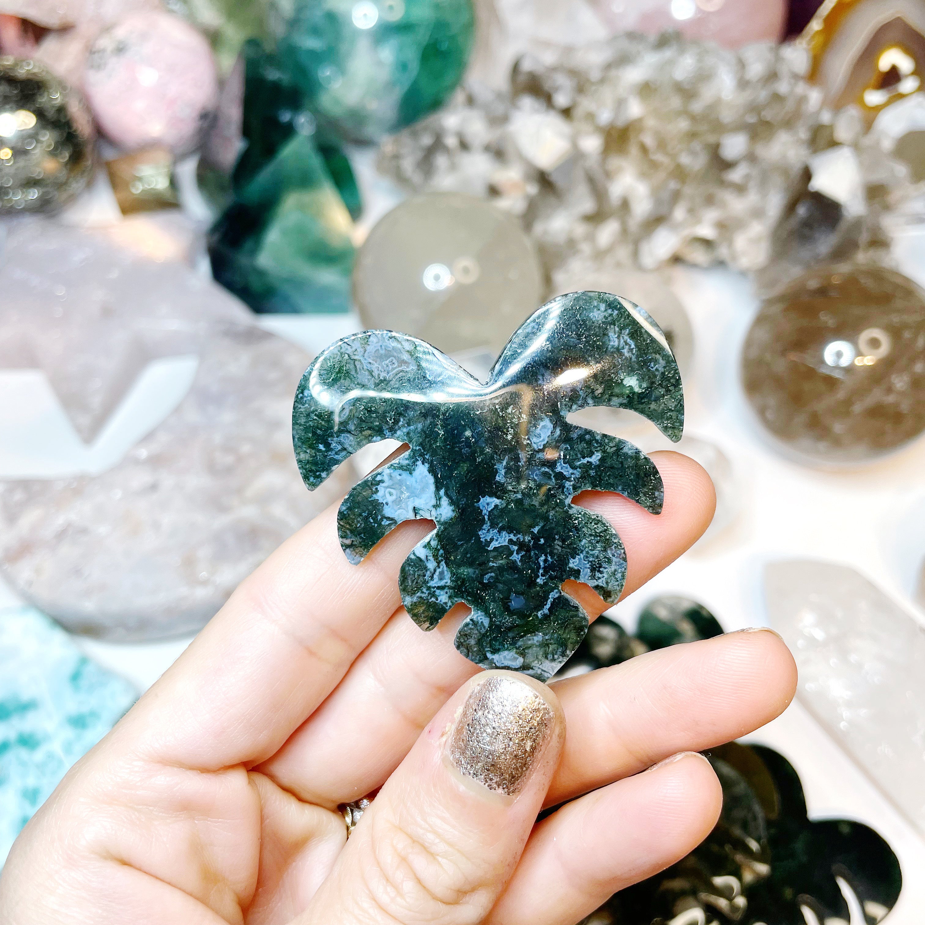 Moss Agate Monstera Leaf - Baltic Mermaid