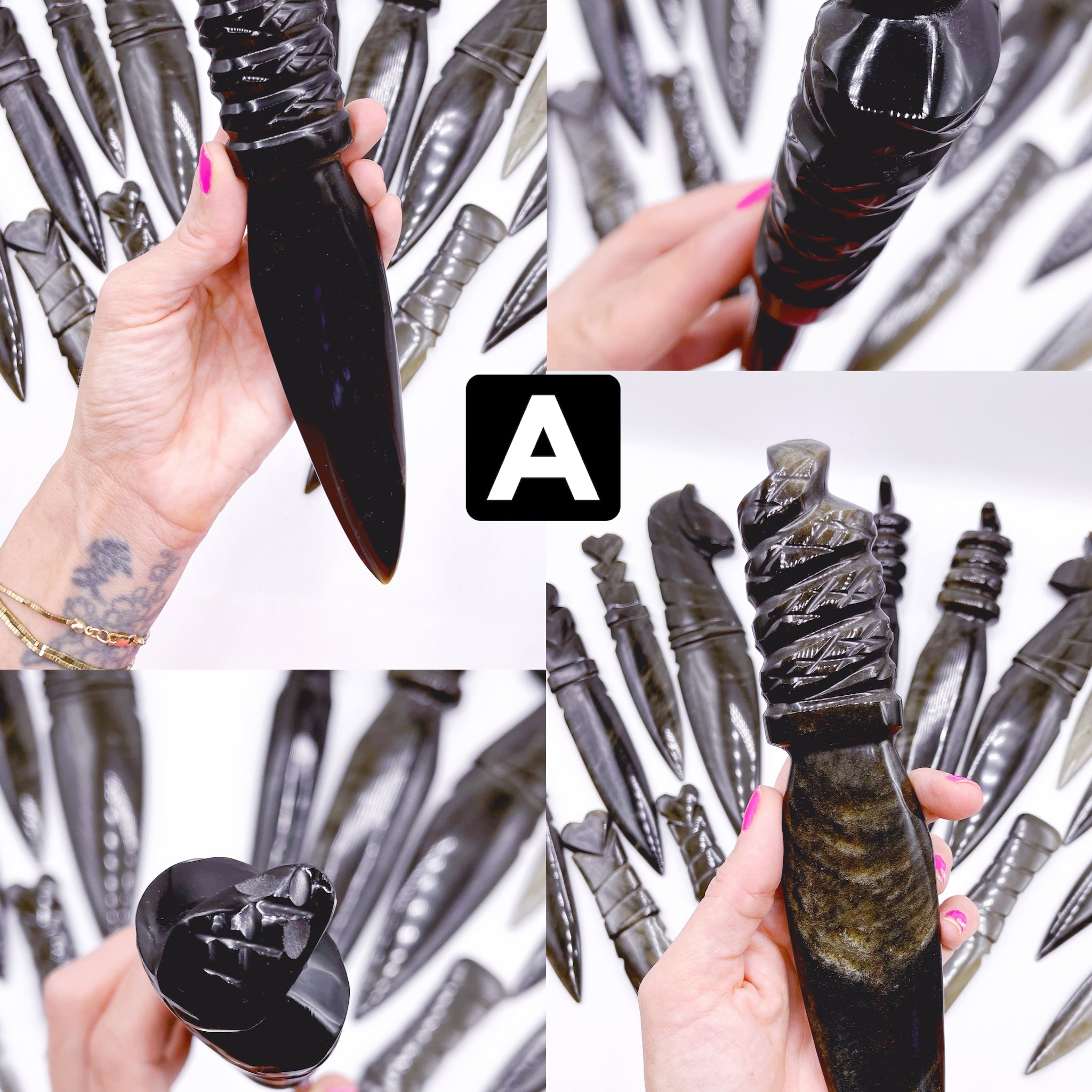 Gold Sheen Obsidian Serpent Dagger - Baltic Mermaid