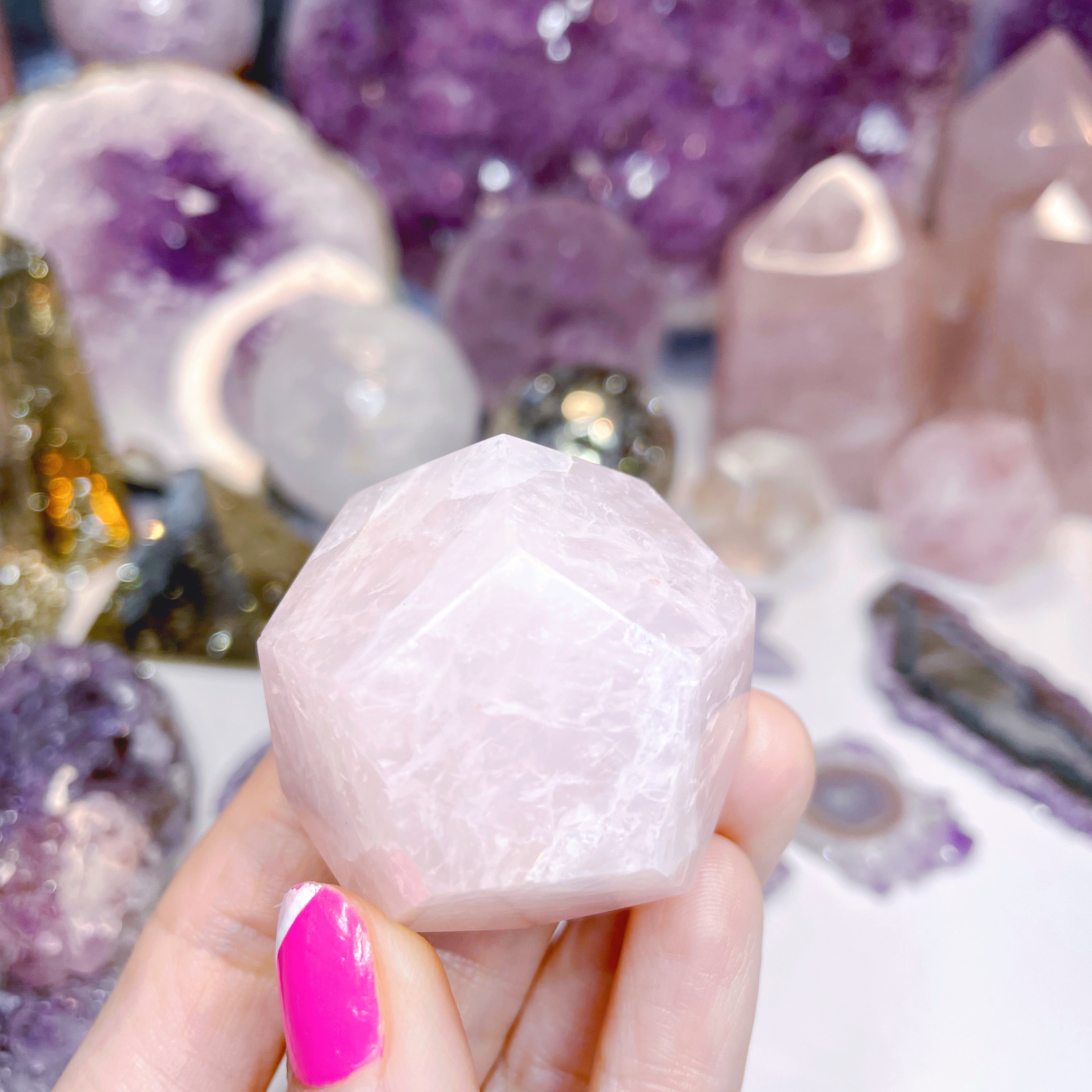 Rose Quartz Dodecahedron w/ iron inclusion - Baltic Mermaid