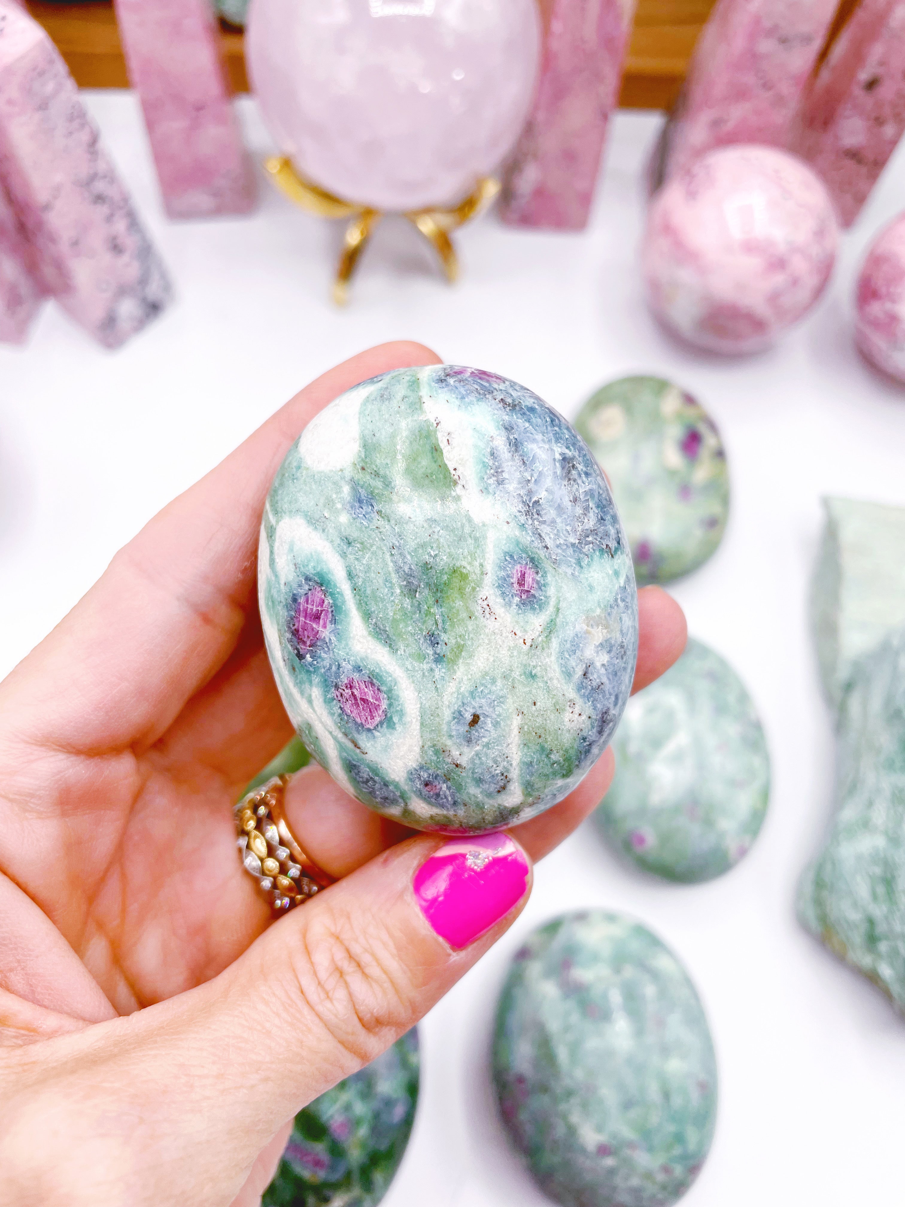 Ruby in Fuchsite Palm Stones - Baltic Mermaid