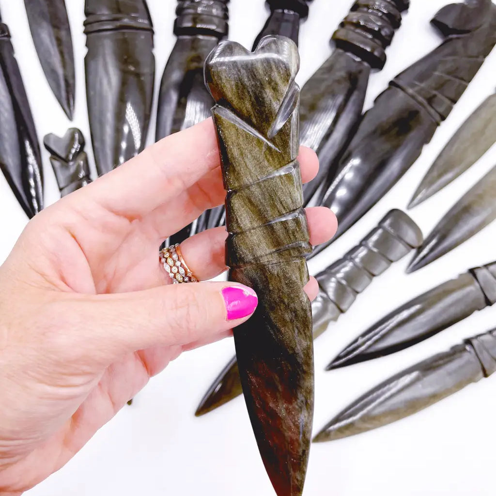 Gold Sheen Obsidian Heart Dagger/Letter Opener - Baltic Mermaid